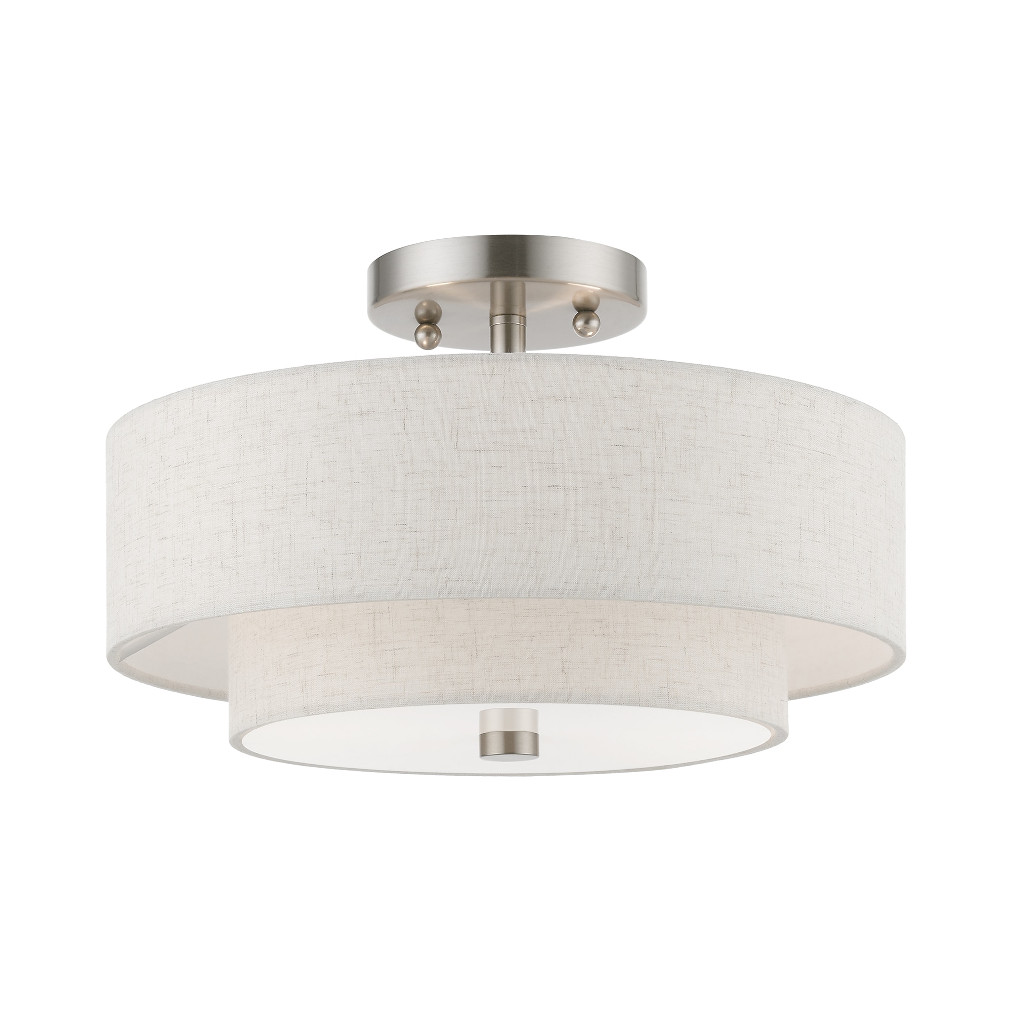Livex Lighting 51083-91 Meridian 2 -Light 13-in Brushed Nickel Semi Flush Mount Light