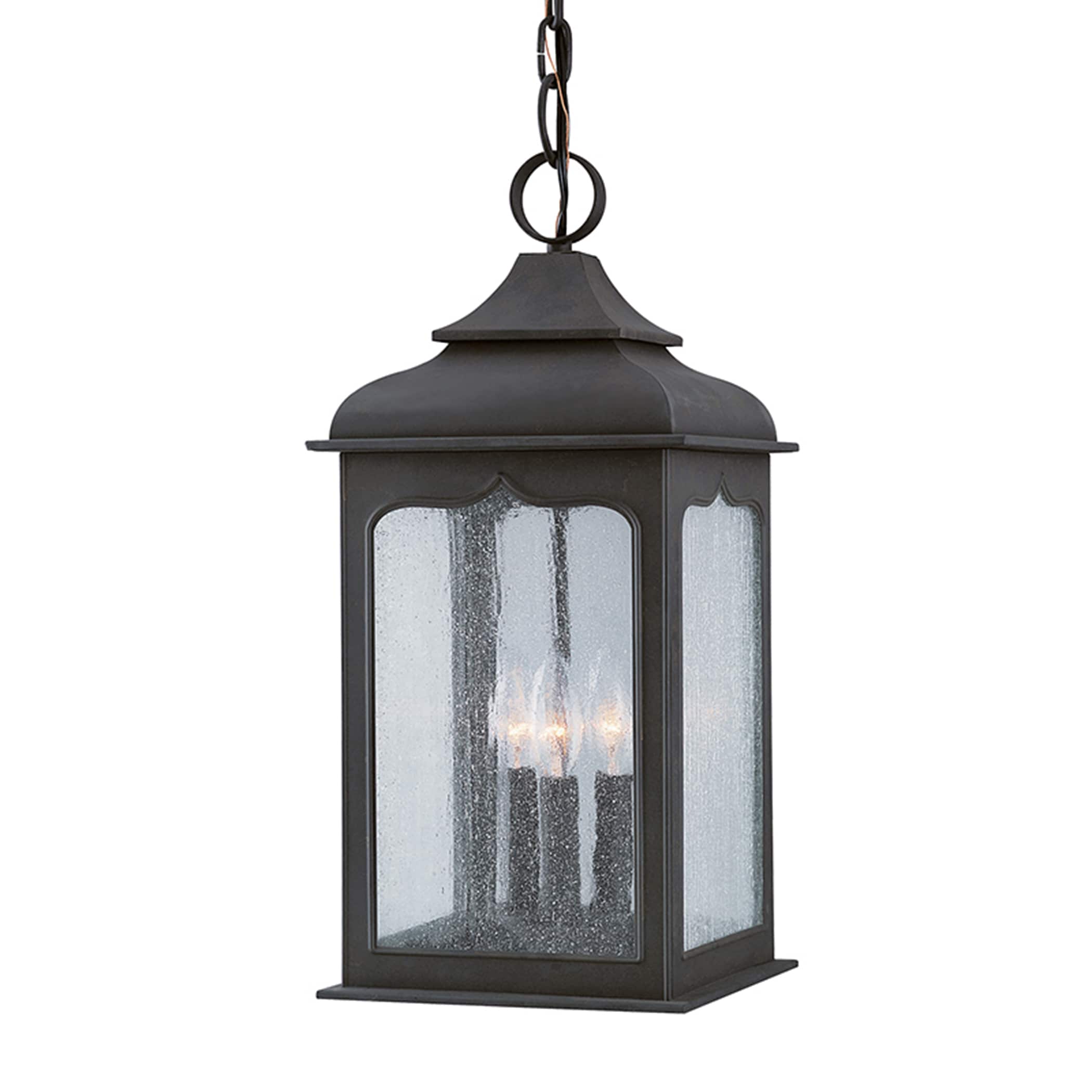 Troy Lighting F2017CI Henry Street 3-Light Colonial Iron Transitional Geometric Hanging Pendant Light