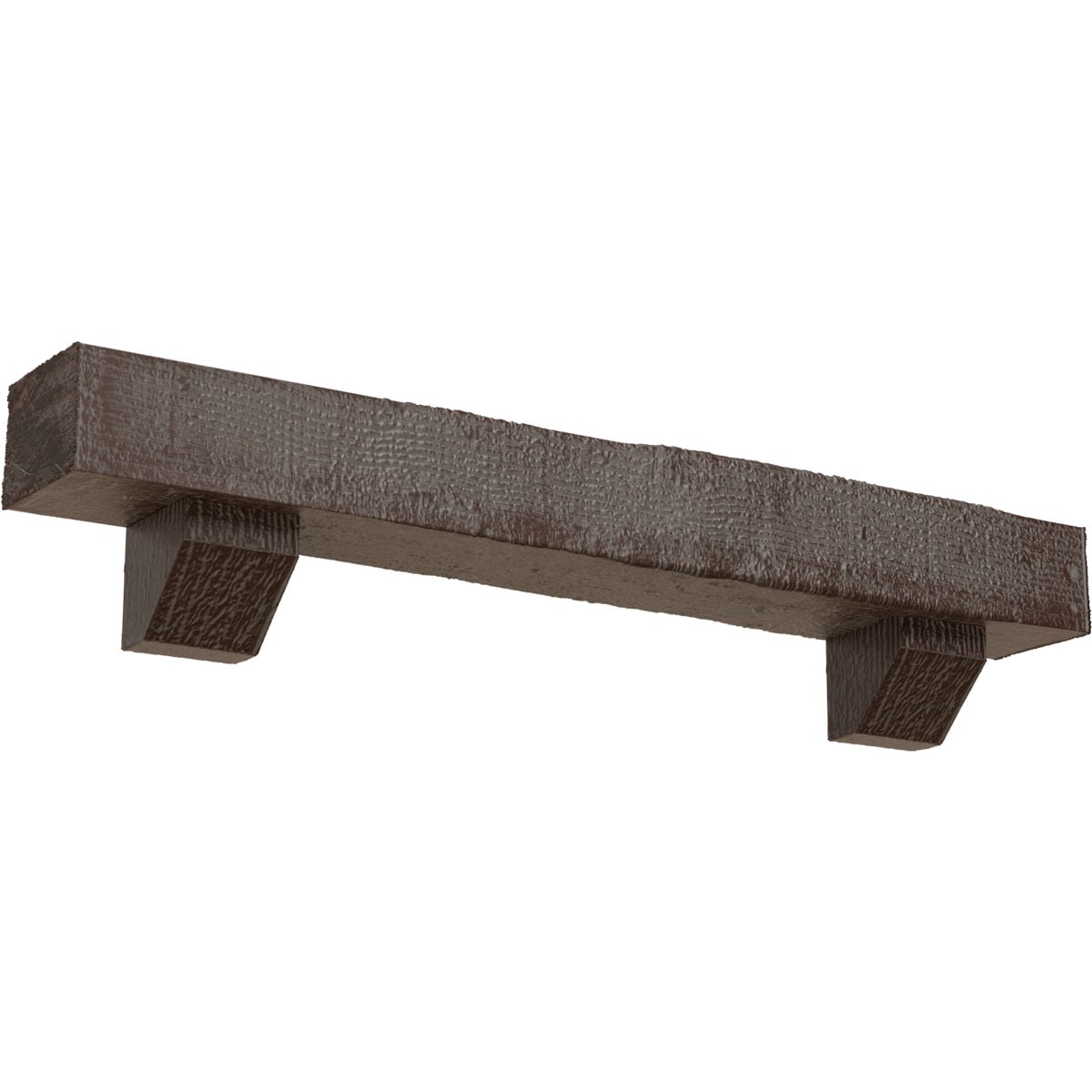 Ekena Millwork MANURS08X12X48ASAE 48-in W x 8-in H x 12-in D Pecan (Aged) Hollow Urethane Rustic Fireplace Mantel