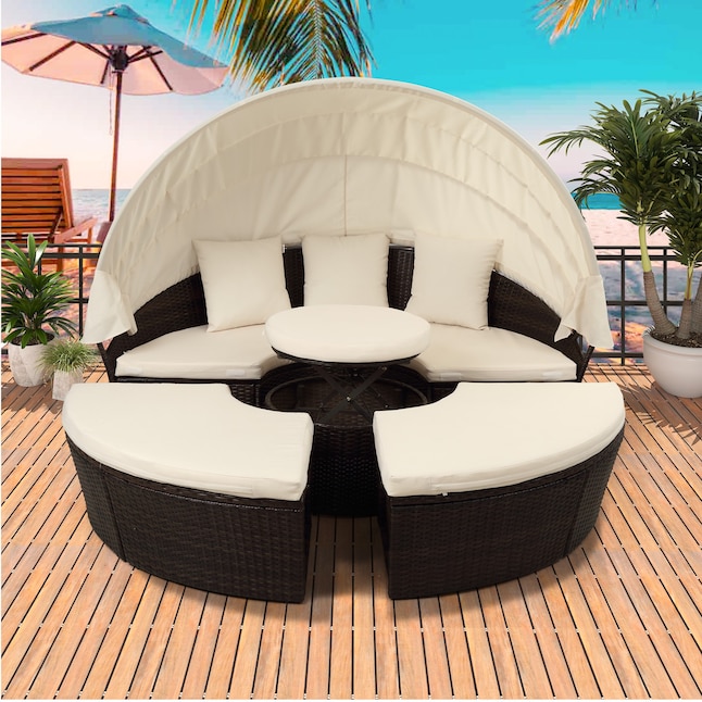 Clihome Outdoor Sectional Sofa Set, Outdoor Daybed With Canopy Replacement Cushions