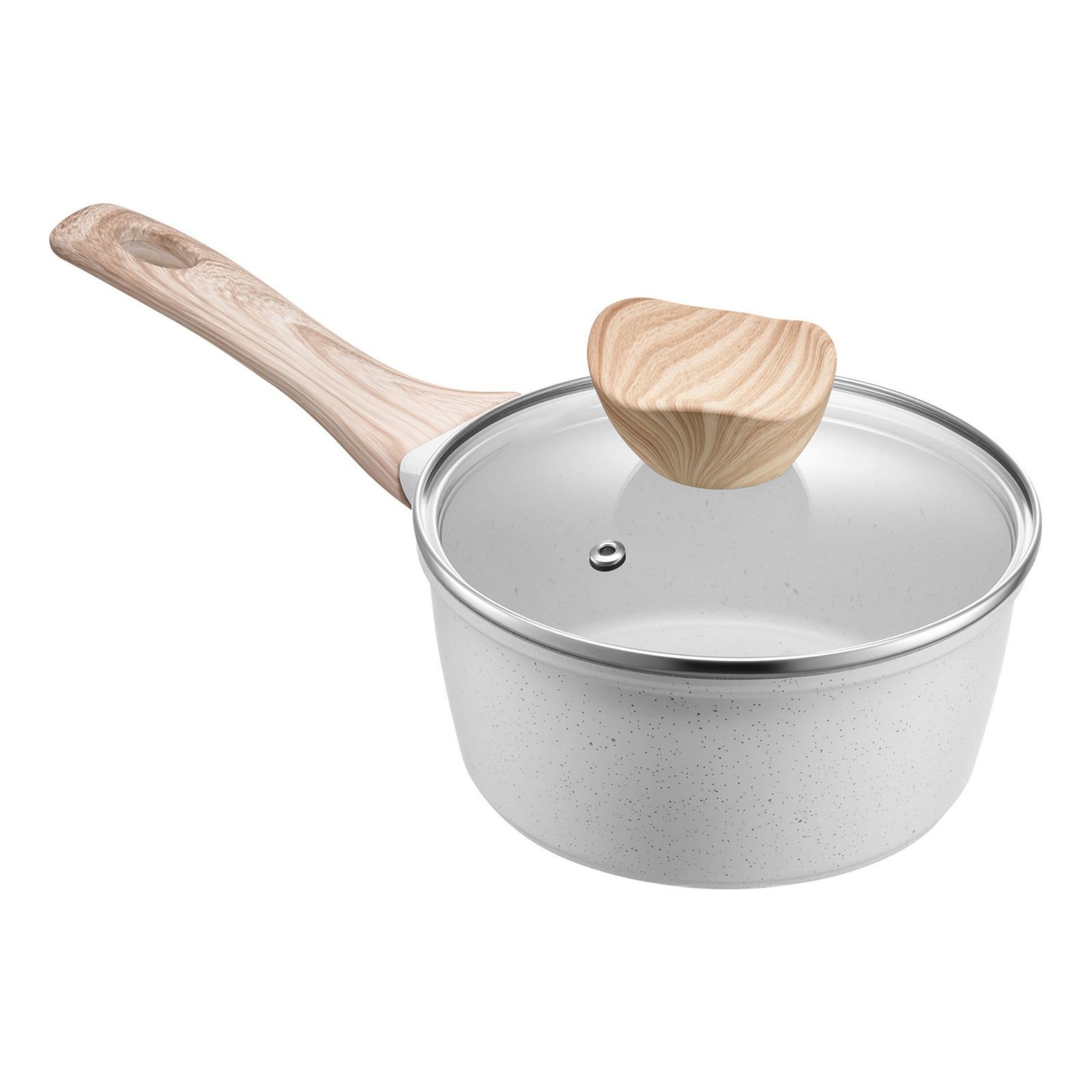 Wudkey Nonstick Saucepan with Tempered Glass Lid 1.5 QT
