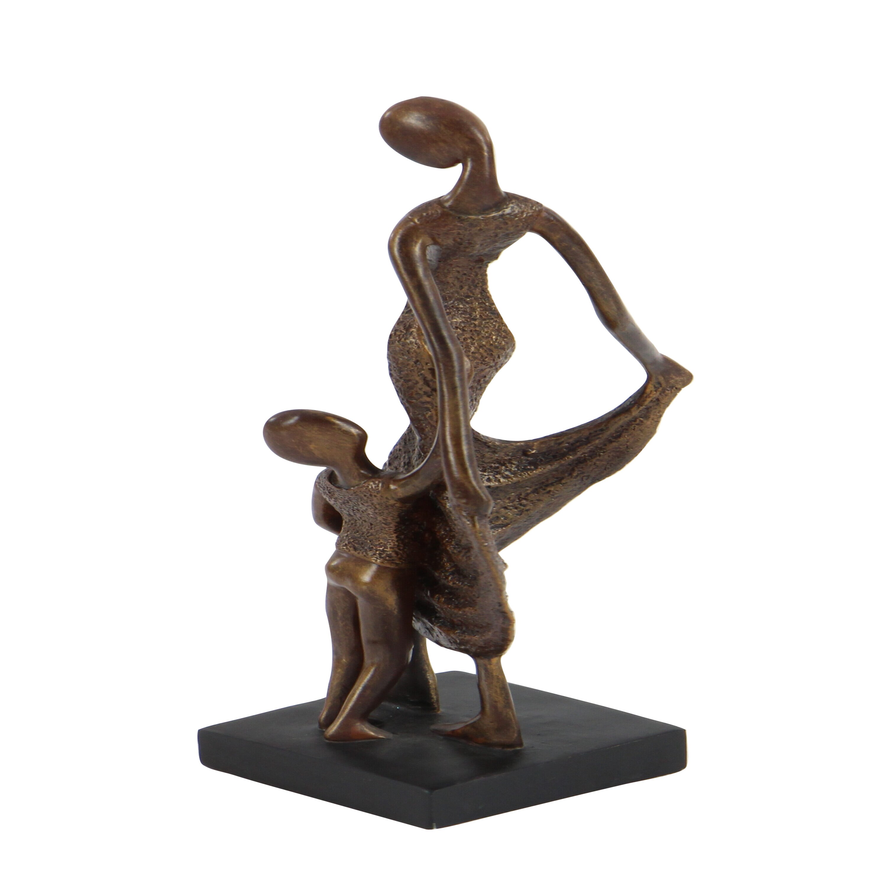 Bronze Family Sculpture with Textured Finish, 15" Tall