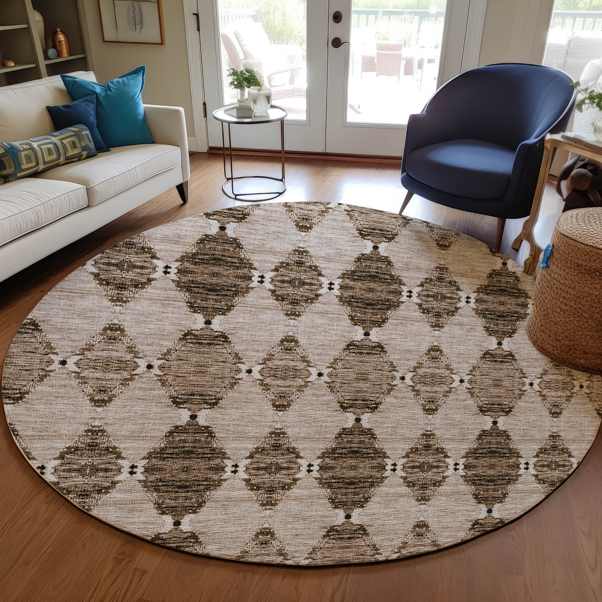 Addison Rugs ACN610MO8RO Chantille ACN610MO 8 x 8 (ft) Polyester Mocha Round Indoor/Outdoor Abstract Machine washable Area rug