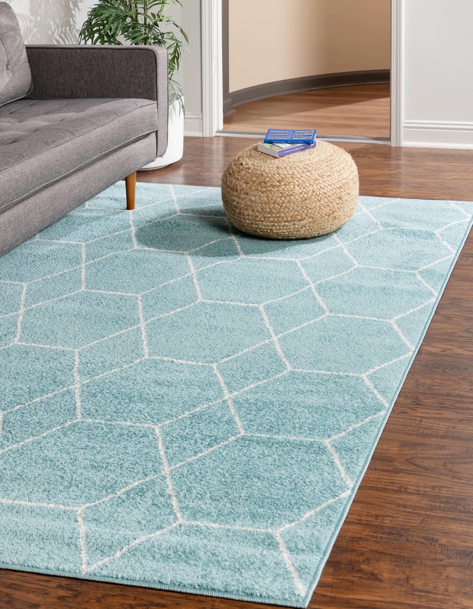 Unique Loom 3146517 Trellis Frieze 2 x 3 (ft) Loomed Polypropylene Light Blue Rectangular Indoor Trellis Area rug