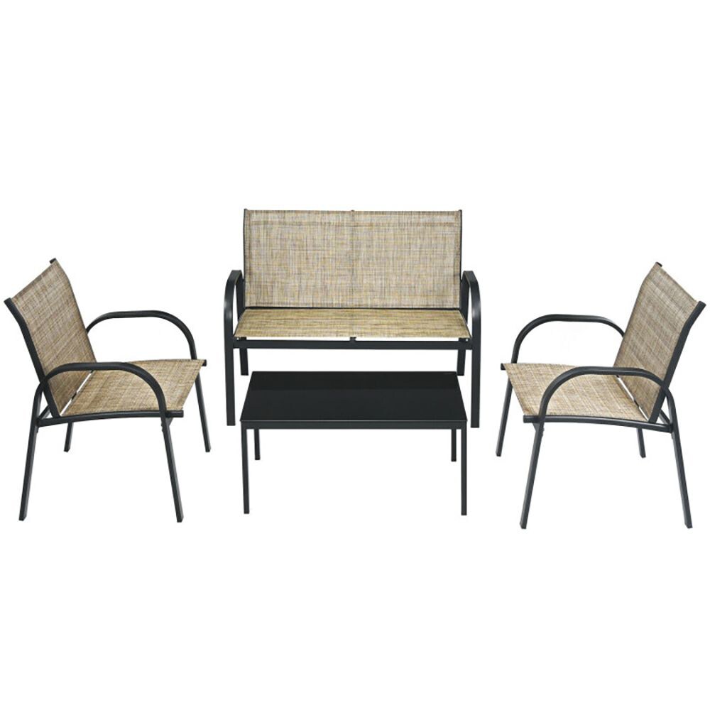 Fun Orange FUNHWCP52 4 -Piece Patio Conversation Set with Brown