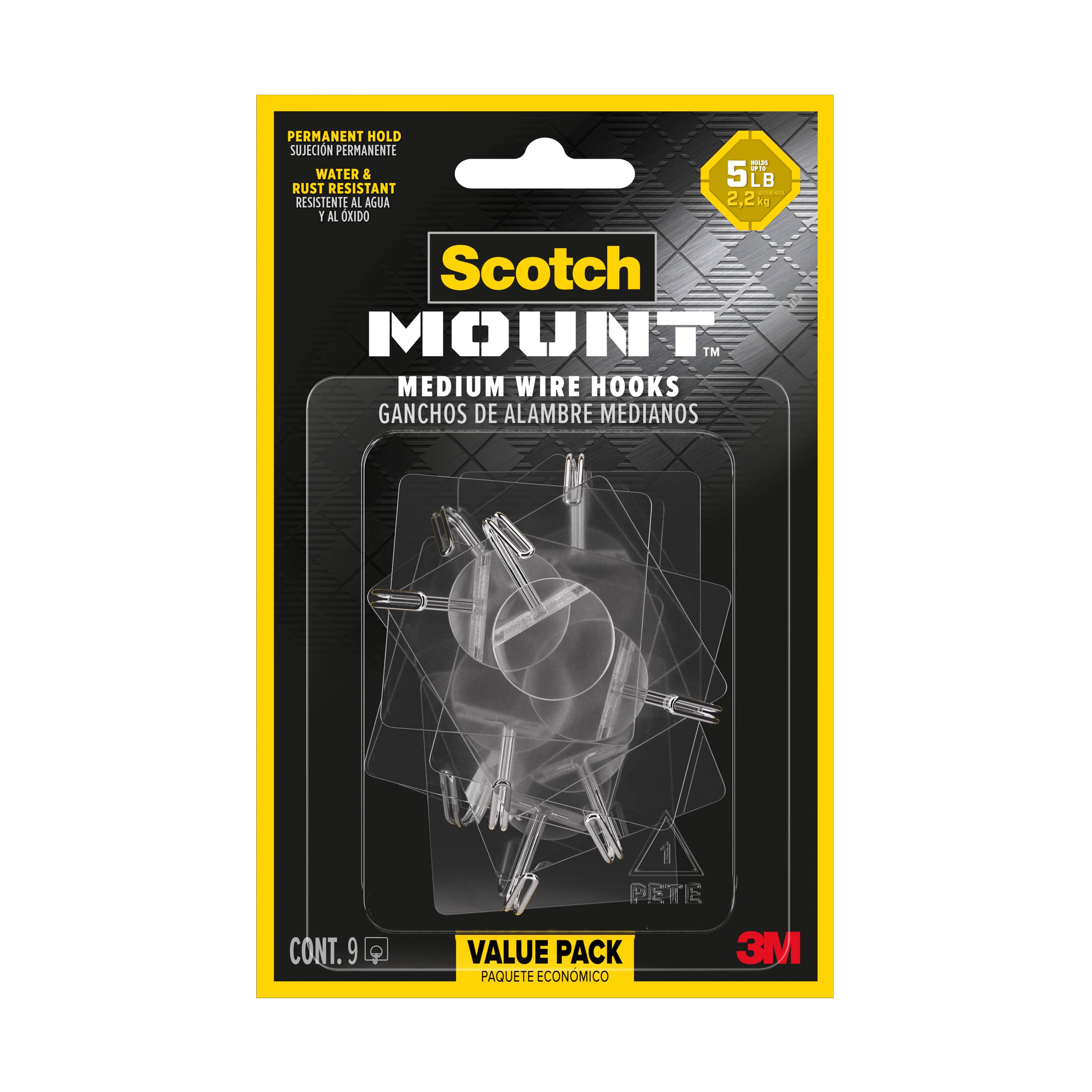 3M Steel 5-lb Capacity Wire hangers 9 - Pack