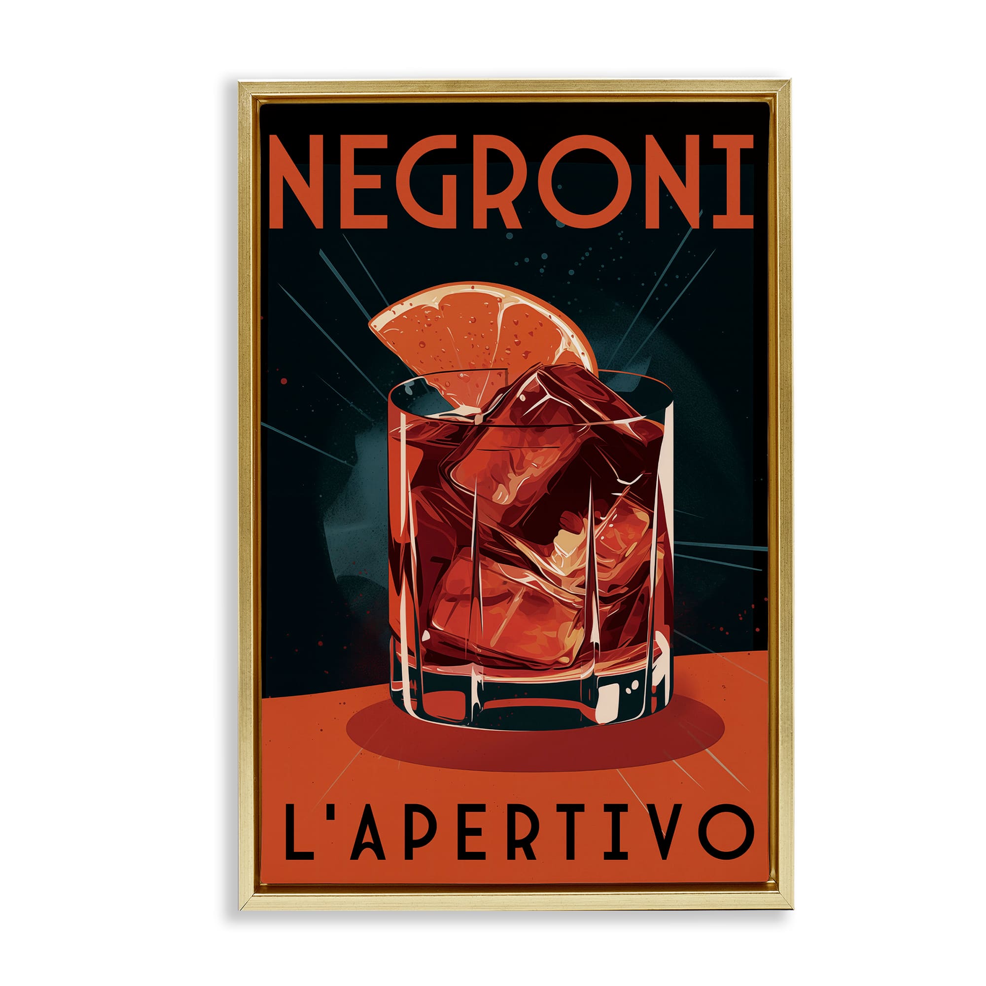 Stupell Industries BT-229-FFG-16X24 Vintage Midcentury Negroni Drink Gold Framed Floater Canvas Wall Art By Andreas Magnusson 17 x 25