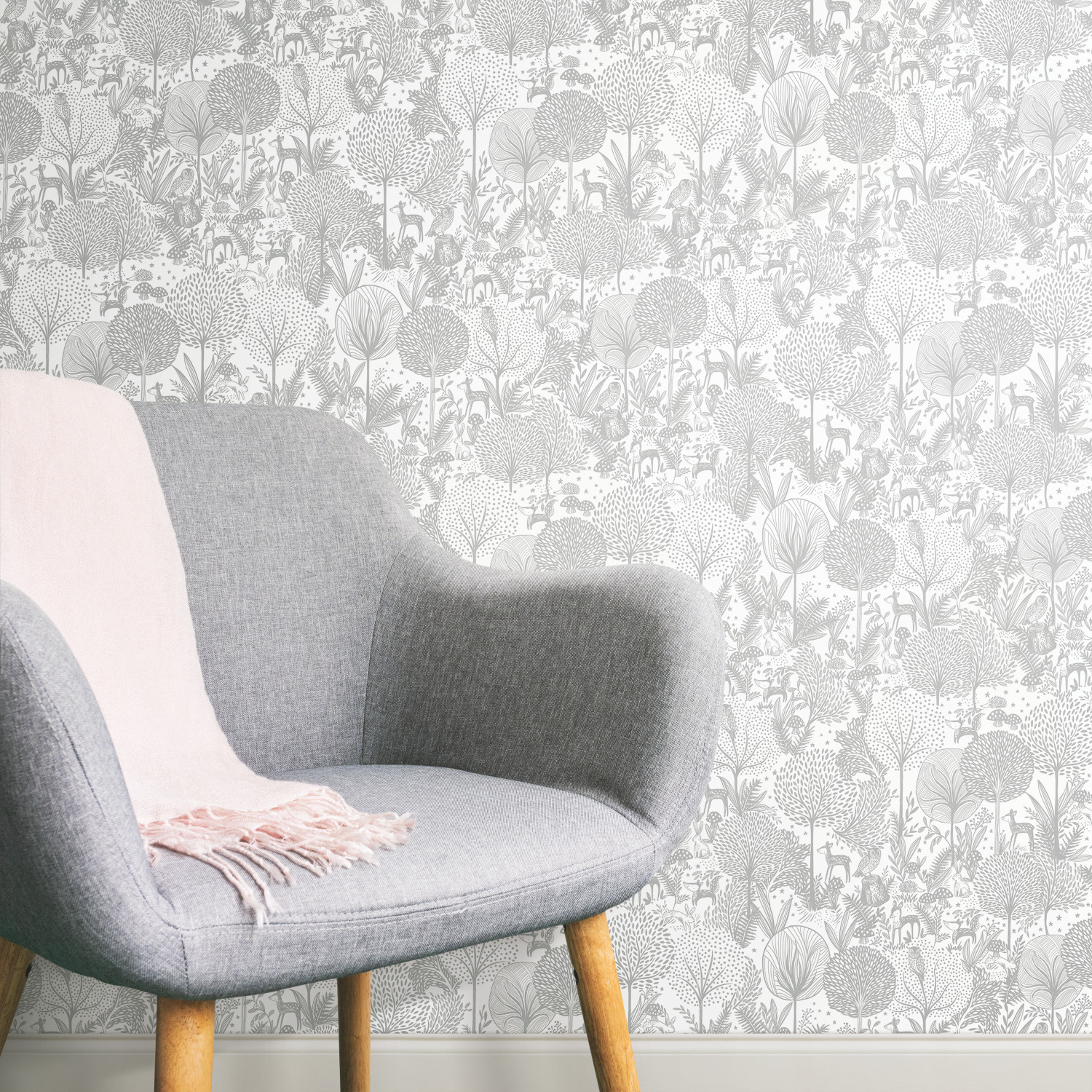 RoomMates RMK12076RL 28.29-Sq. Feet Gray Vinyl Novelty Self-adhesive Peel and Stick Wallpaper