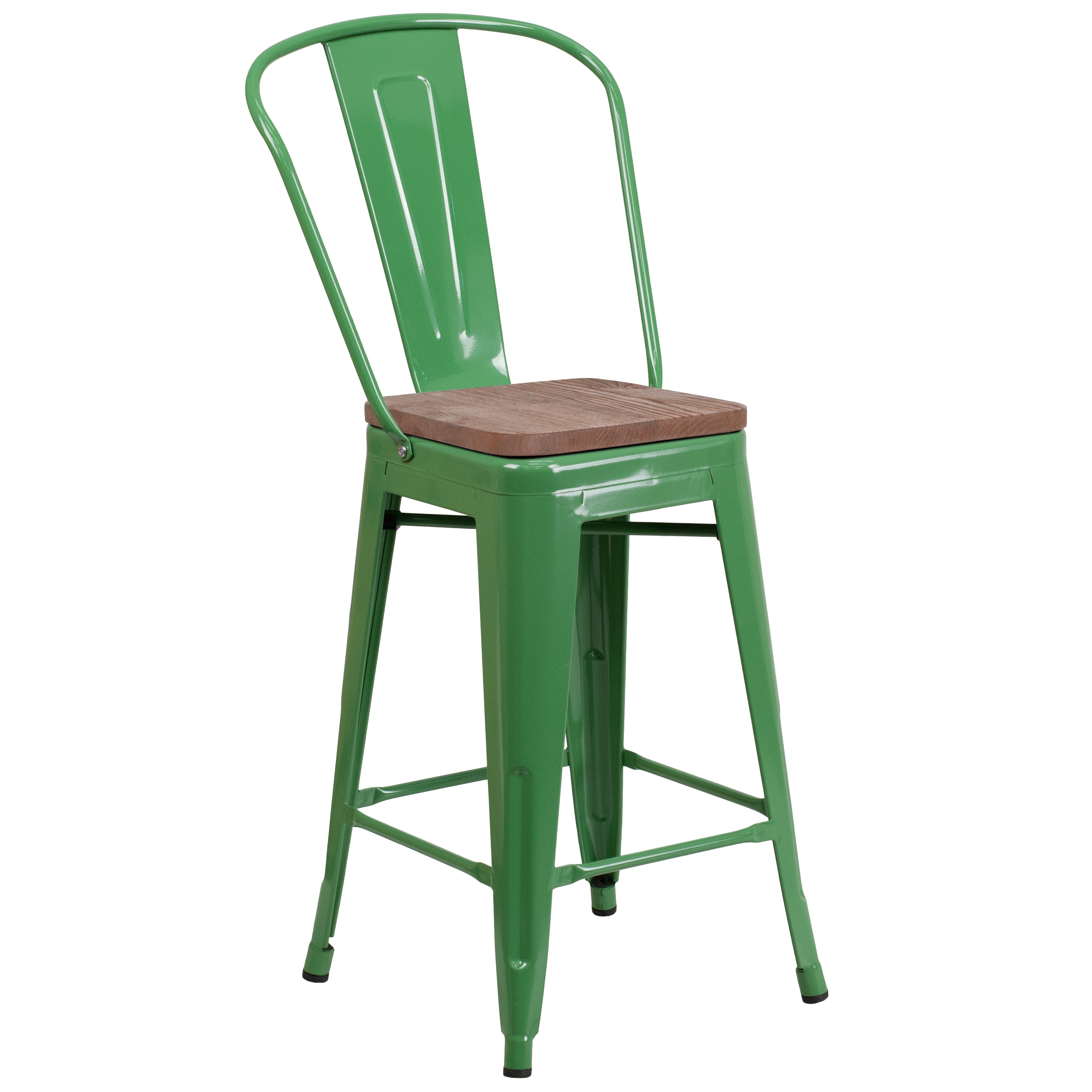 Flash Furniture 889142875918 Green 24.25-in H Counter height Metal Bar Stool Back