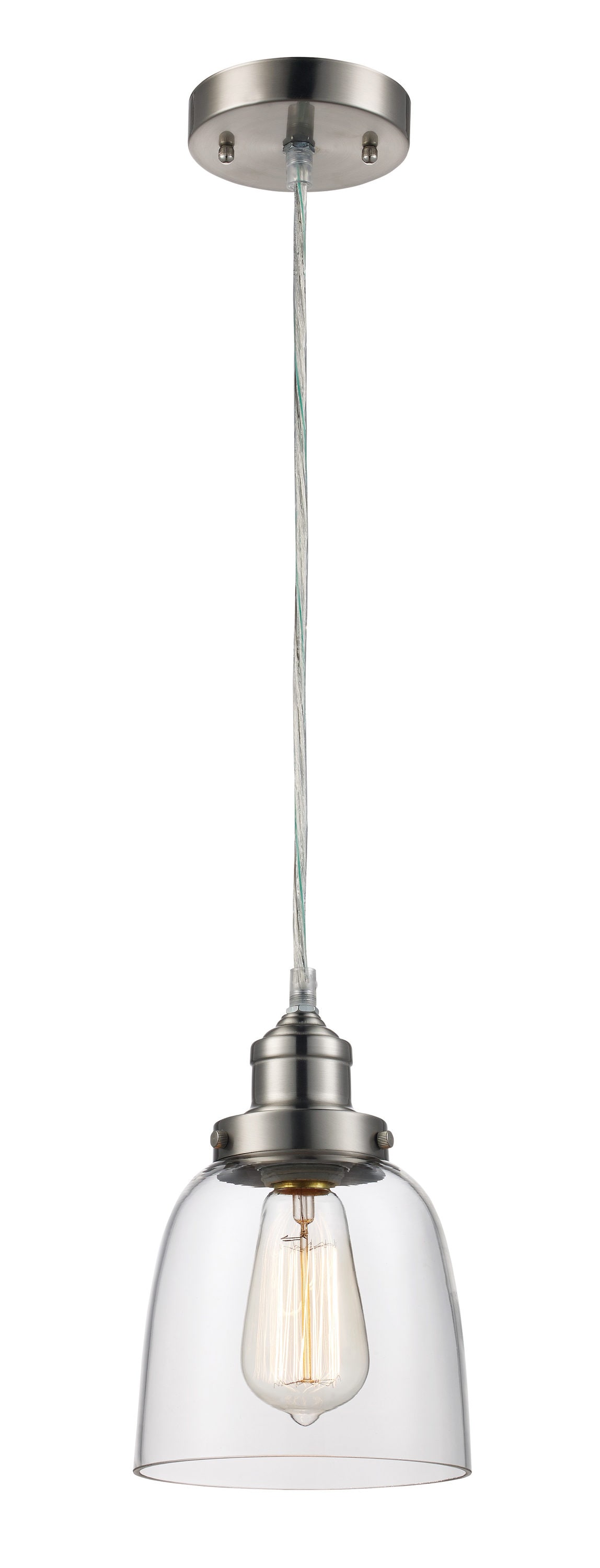 Brushed Nickel 6" Glass Indoor/Outdoor Bowl Pendant Light