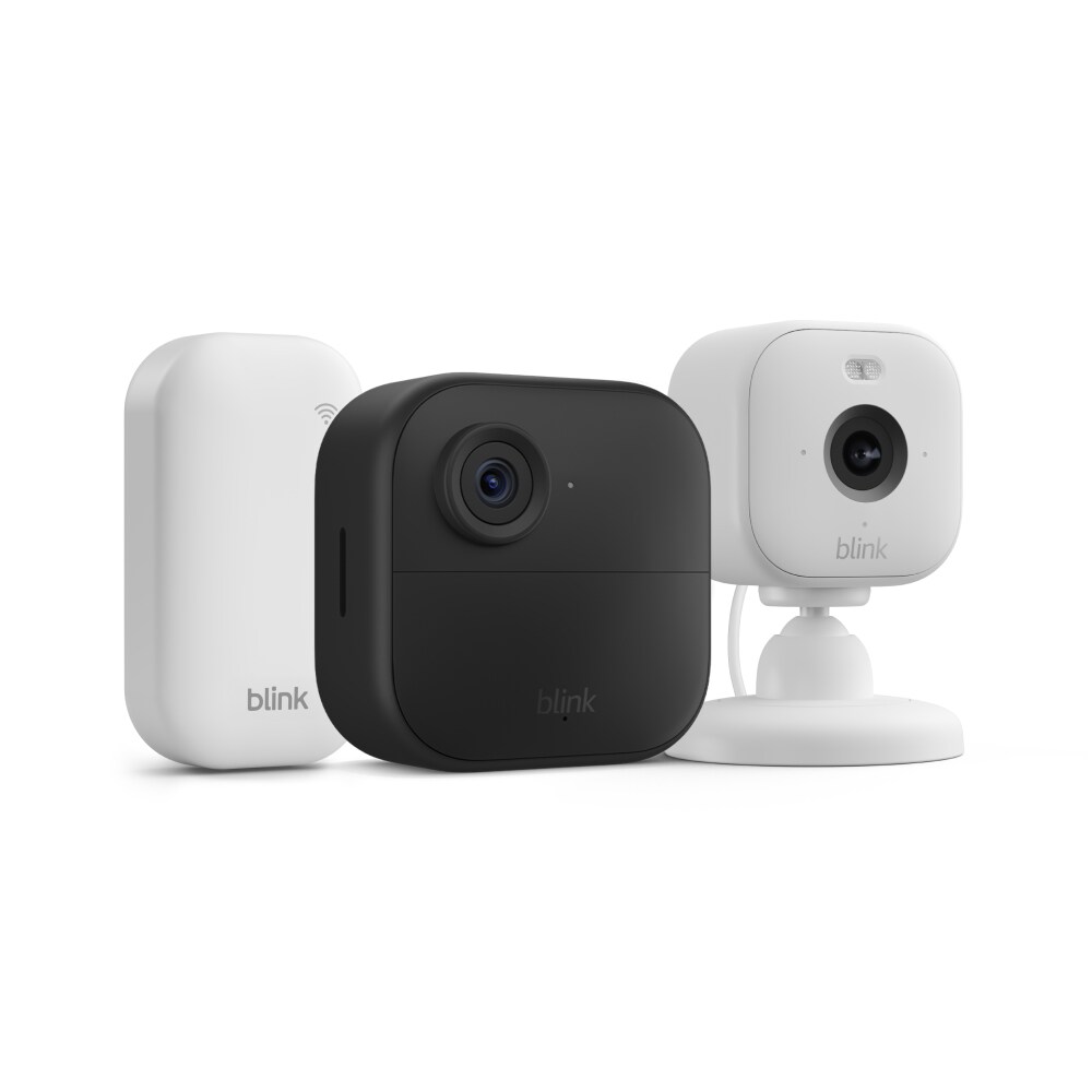Blink  Outdoor 4 - Wireless Smart Security Camera + Mini 2 Plug-in Smart Security Camera, White Bundle (Sync Module Core Included)