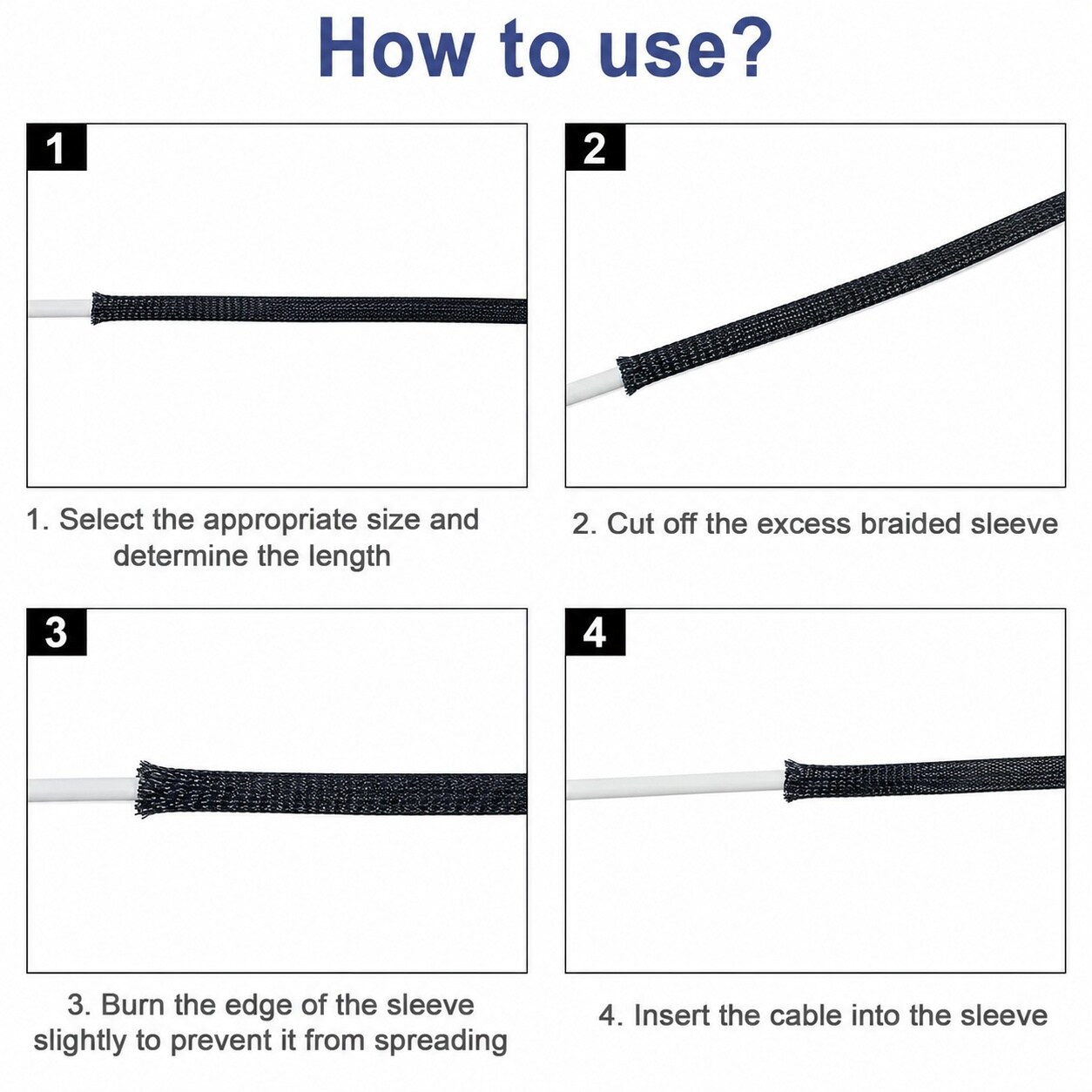 Aoibox 50 ft Expandable Braided Cable Sleeve Set with 1 4 in and 1 2 in ...