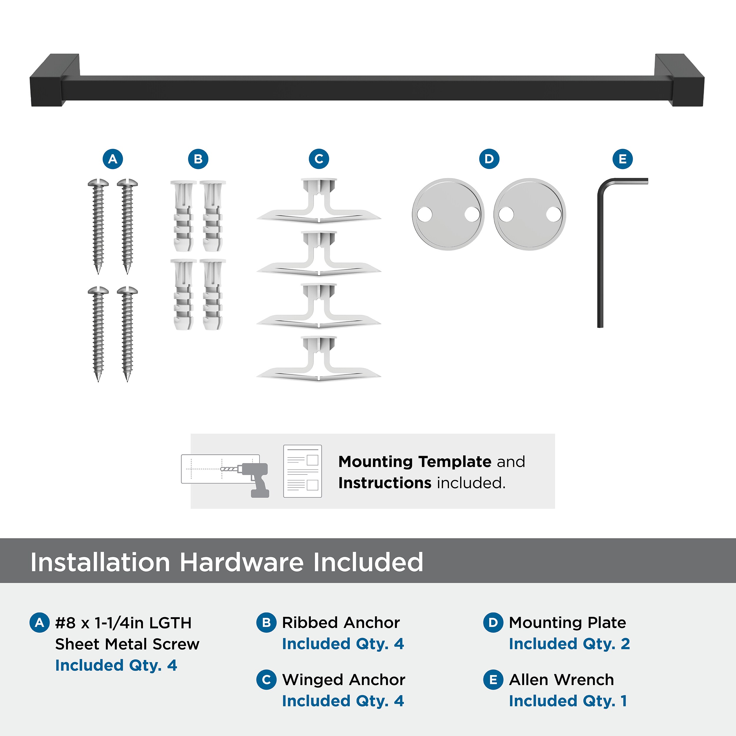Monument 18 Inch Matte Black Wall Mounted Towel Bar