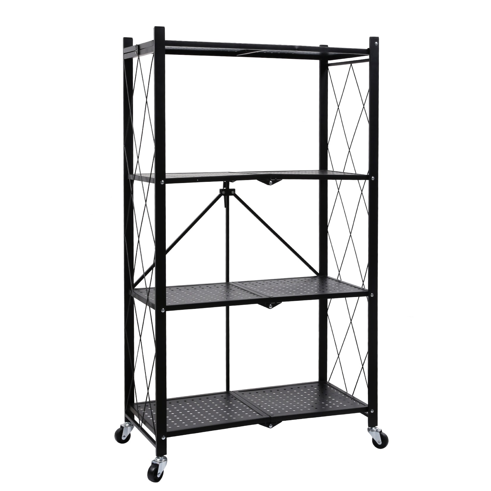 Miki Shinly DHS-904B-46QI Iron Heavy Duty 4 -Tier Utility shelving unit ( 29-in W x 14-in D x 50-in H ) ( Black , ( 250-lb lbs. Capacity Per Shelf )