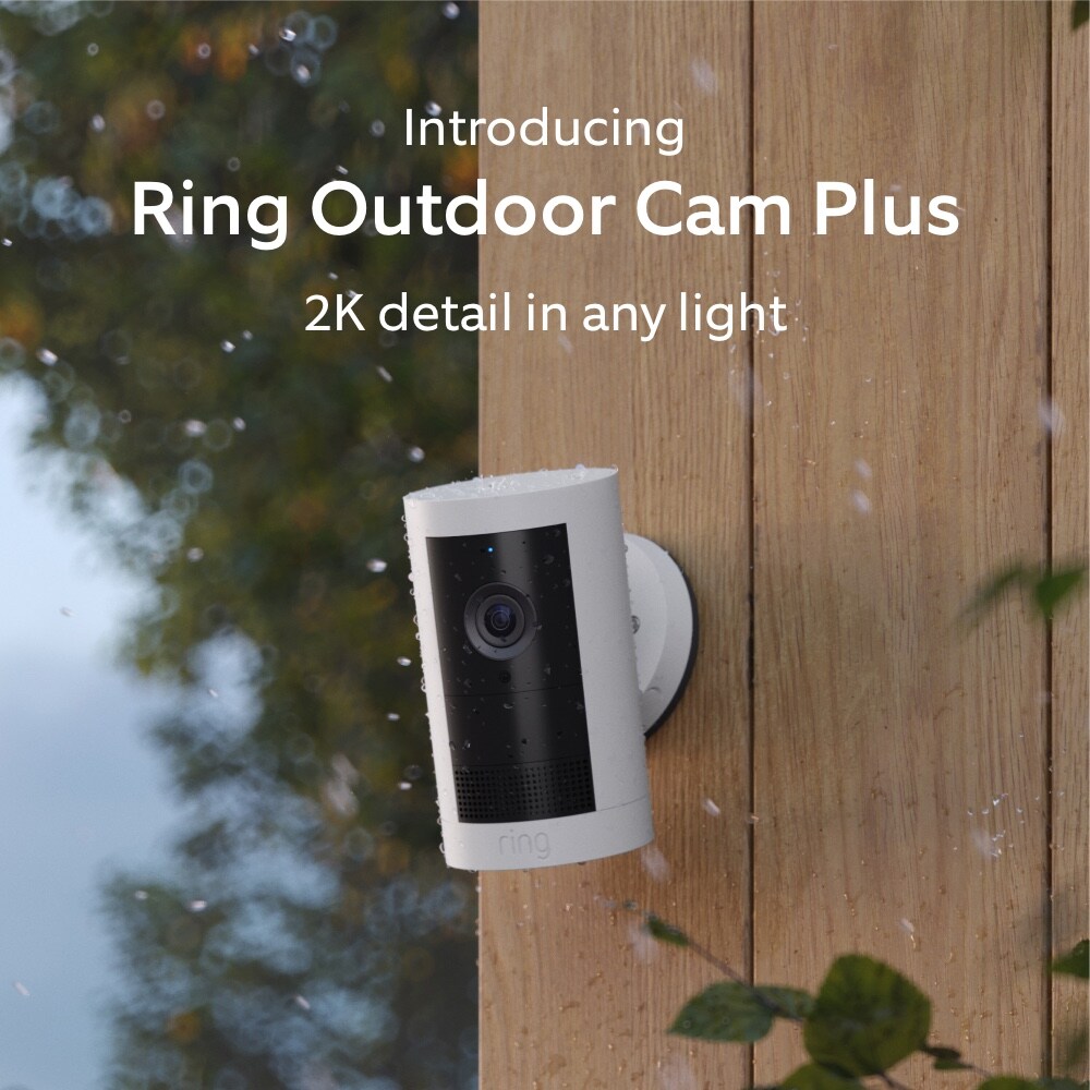 Ring Outdoor Cam Plus, Battery with 2K Video and Ring Vision, Low-Light Sight, and Mount-Anywhere Versatility (White)
