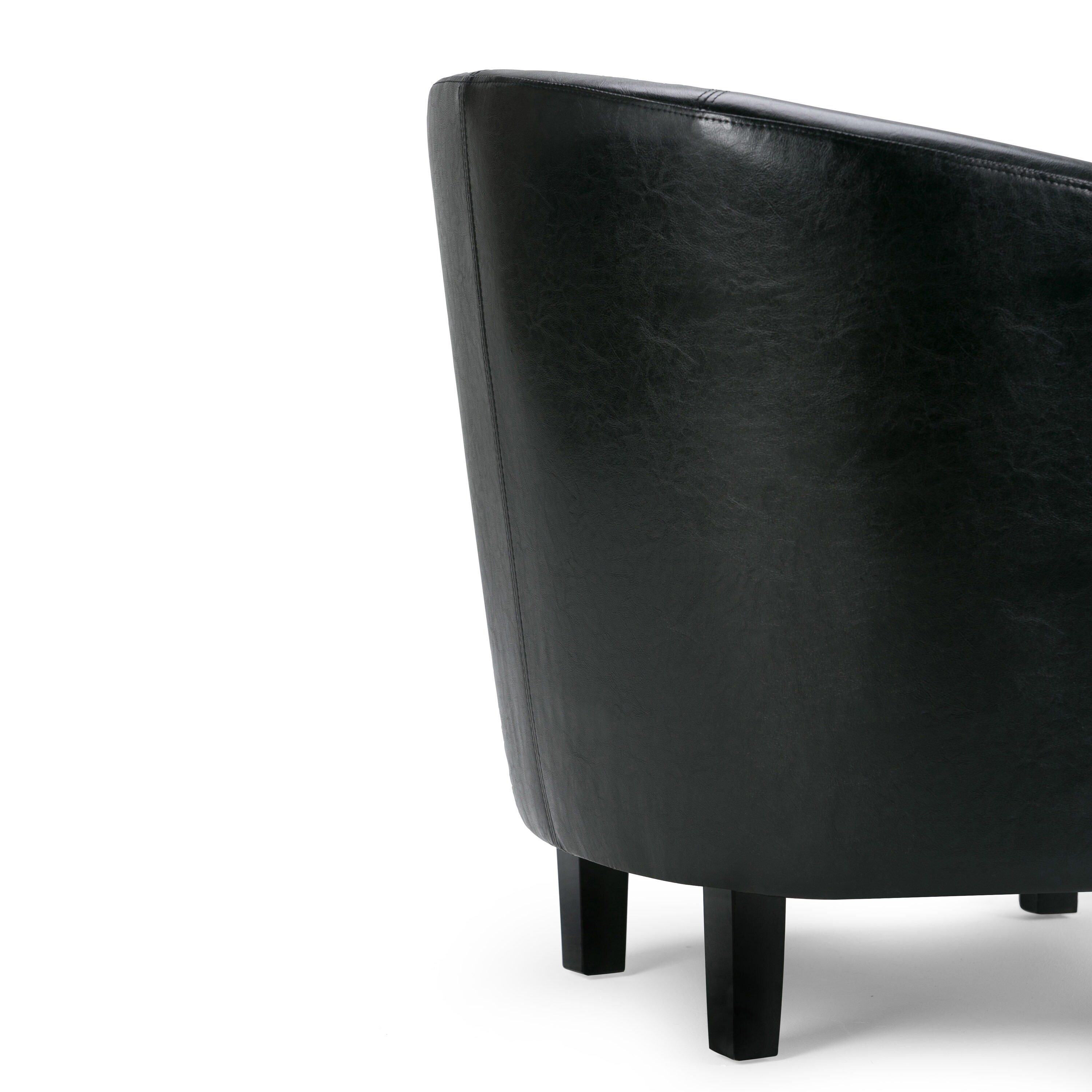 Austin Contemporary Barrel Armchair in Deluxe Black Faux Leather