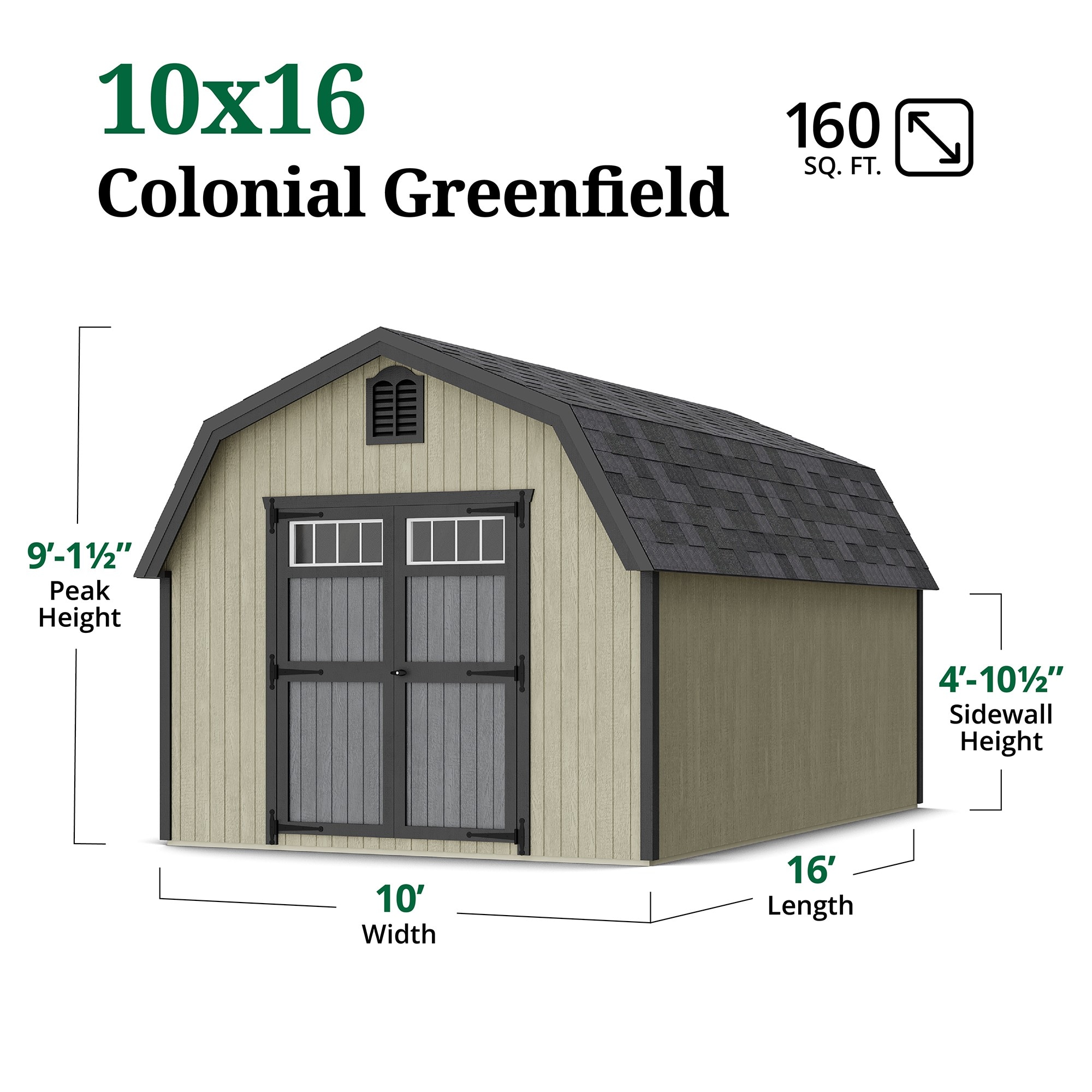 Little Cottage Co 10X16 GCGS-PC-FK Wood-Storage-Buildings - View #3