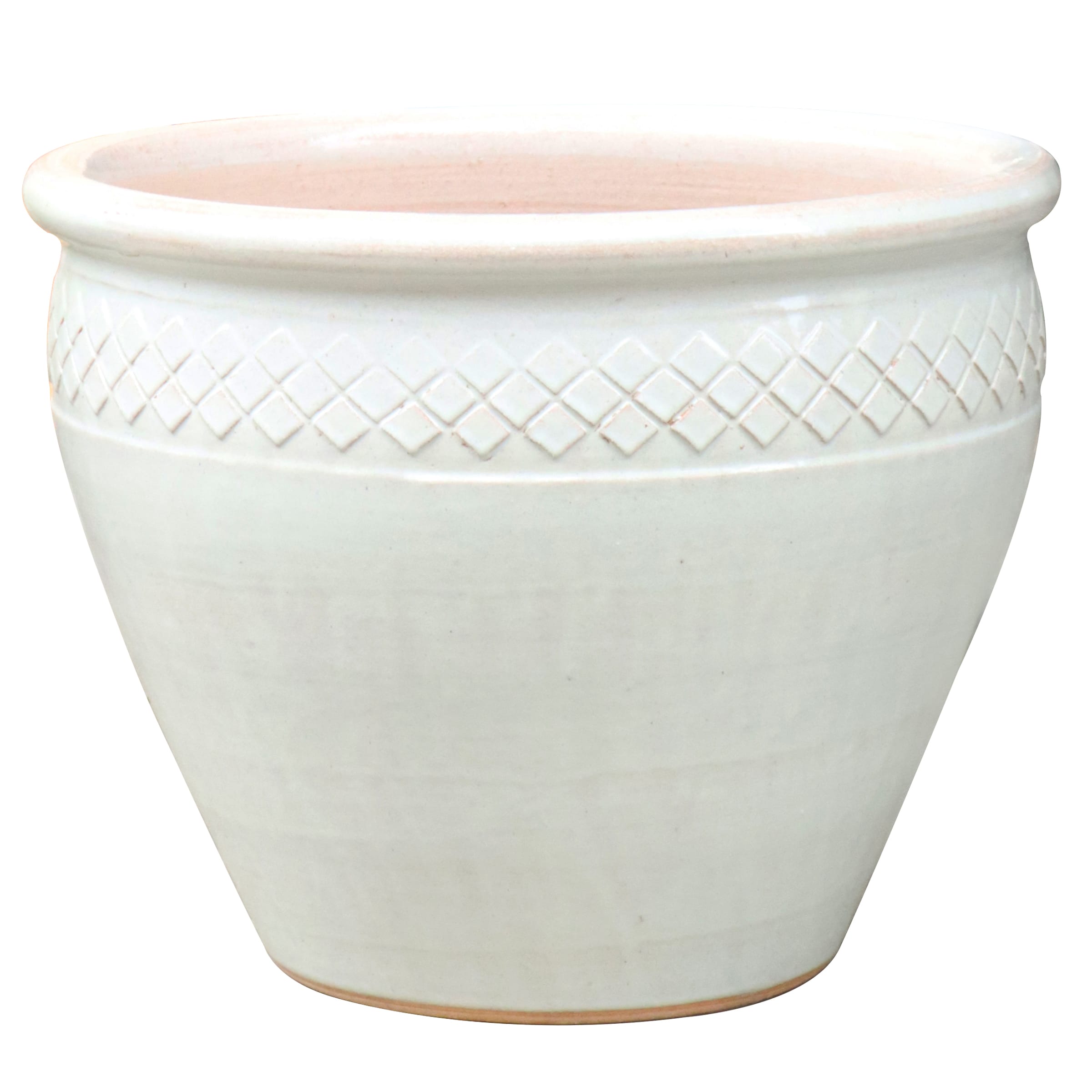 allen + roth GO2025-1 Round 15.7-in W x 14.4-in H x 15.7-in D White Glazed ceramic Indoor/Outdoor Planter