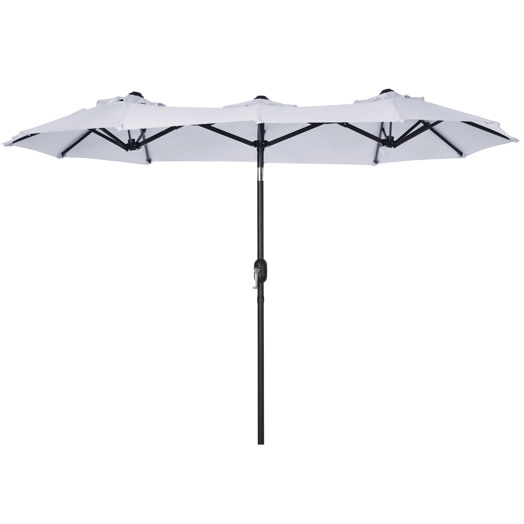 Cuschoice 9 x 5 ft Double Sided Patio Umbrella Outdoor Market Umbrella Tilt Crank 3 Air Vents 12 Ribs UV Protection Waterproof No Base Cream White