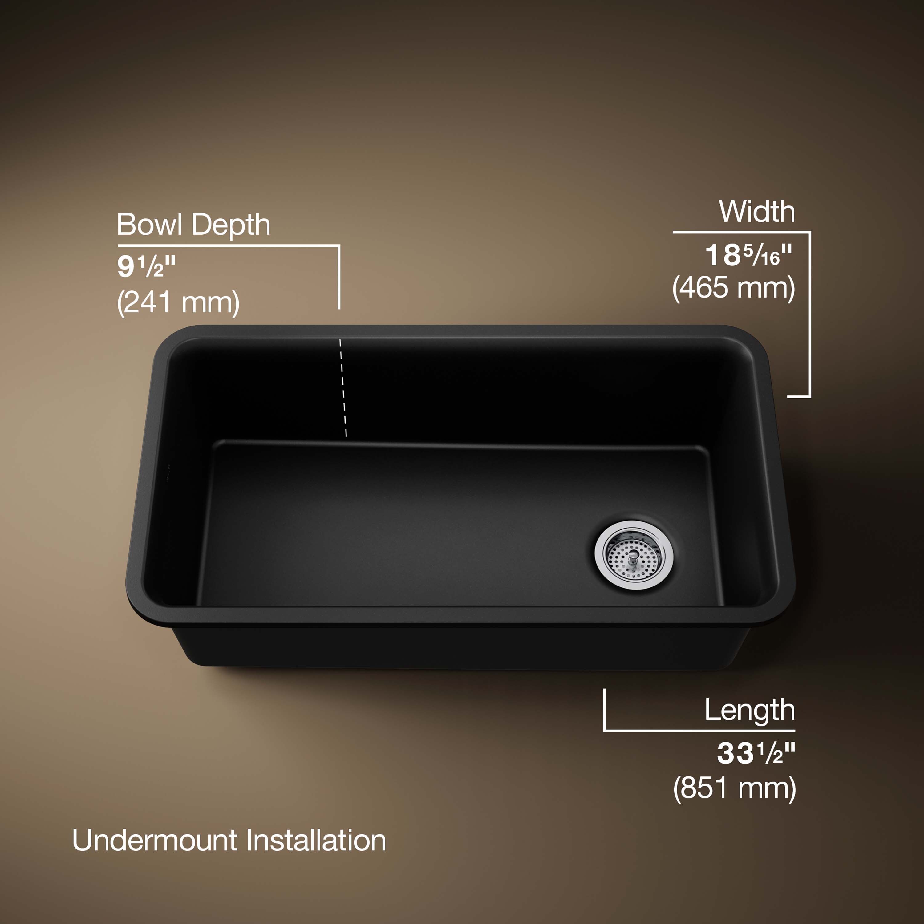 KOHLER Cairn Undermount 33.5-in x 18.31-in Composite Single bowl