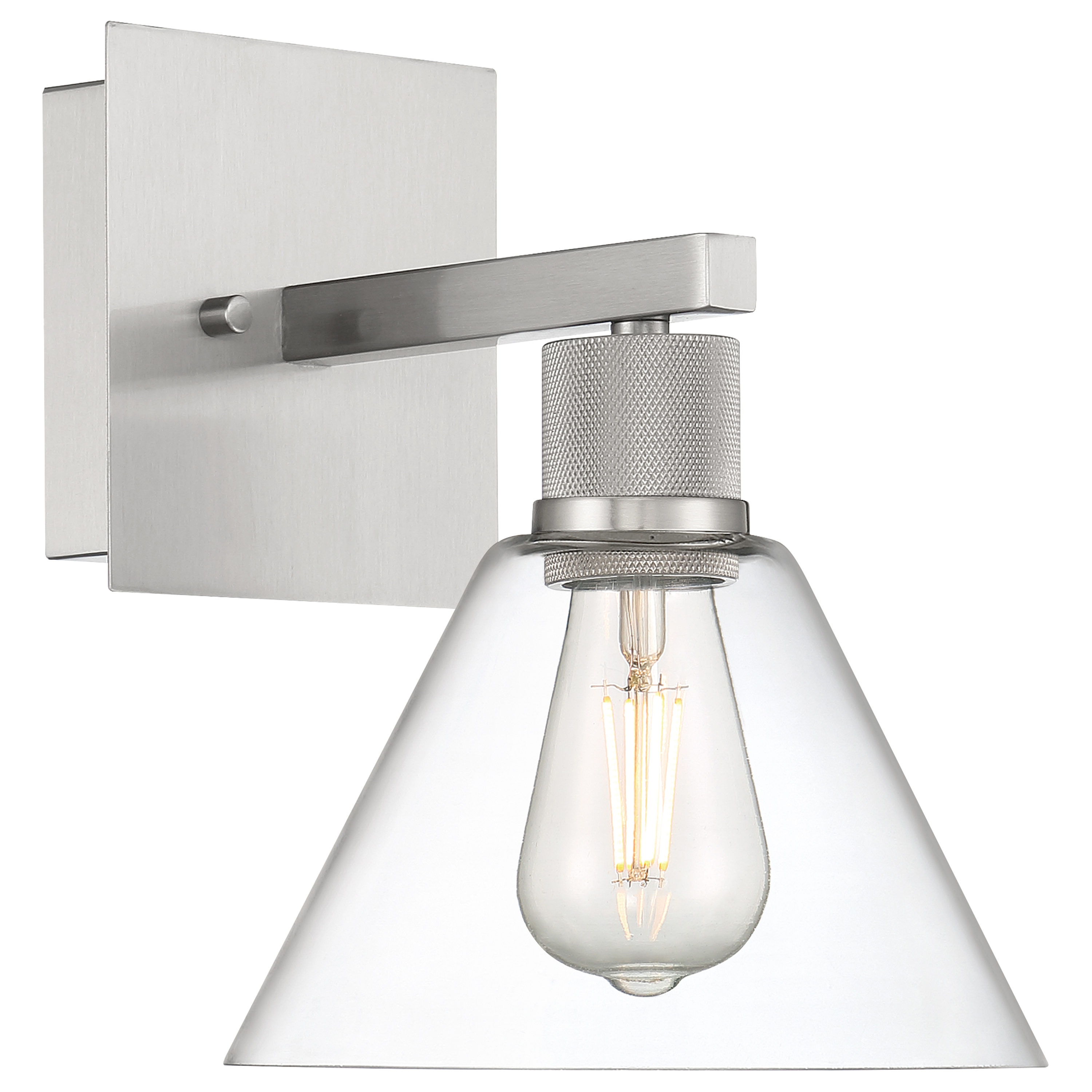 Access Lighting 63143LEDDLP-BS/CLR Port Nine 8-in W 1 -Light Brushed Steel Transitional Wall Sconce