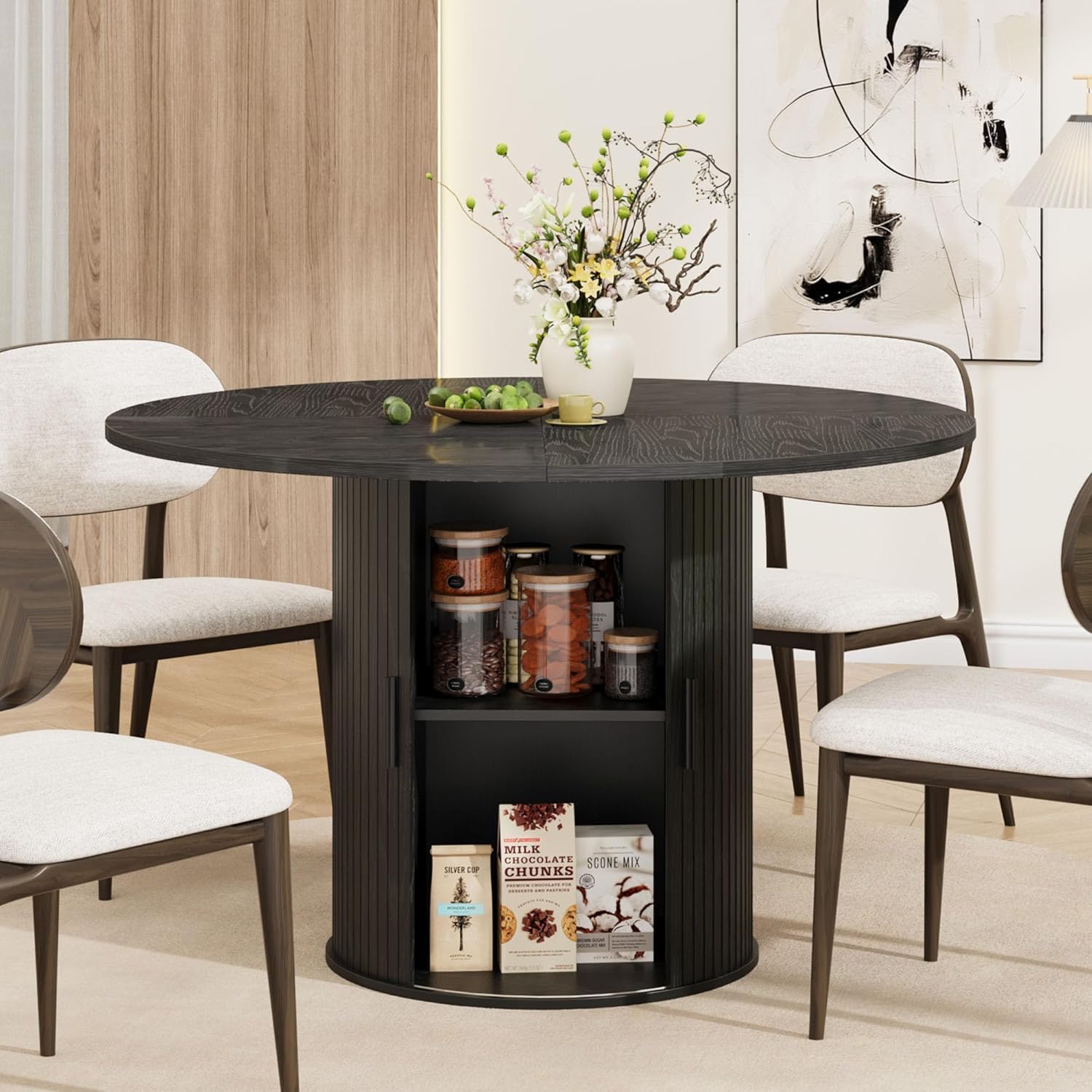 IdealHouse Modern Farmhouse 47-Inch Round Dining Table for 4-6 - 2