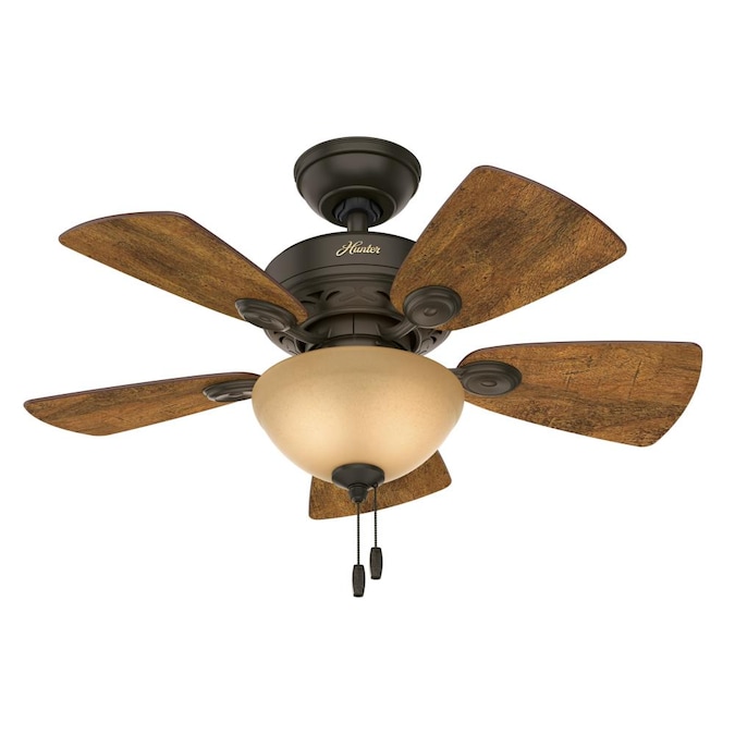 Hunter Watson 34 In New Bronze Led Indoor Downrod Or Flush Mount Ceiling Fan With Light 5 Blade The Fans Department At Com - What Kind Of Light Bulbs For Hunter Ceiling Fan