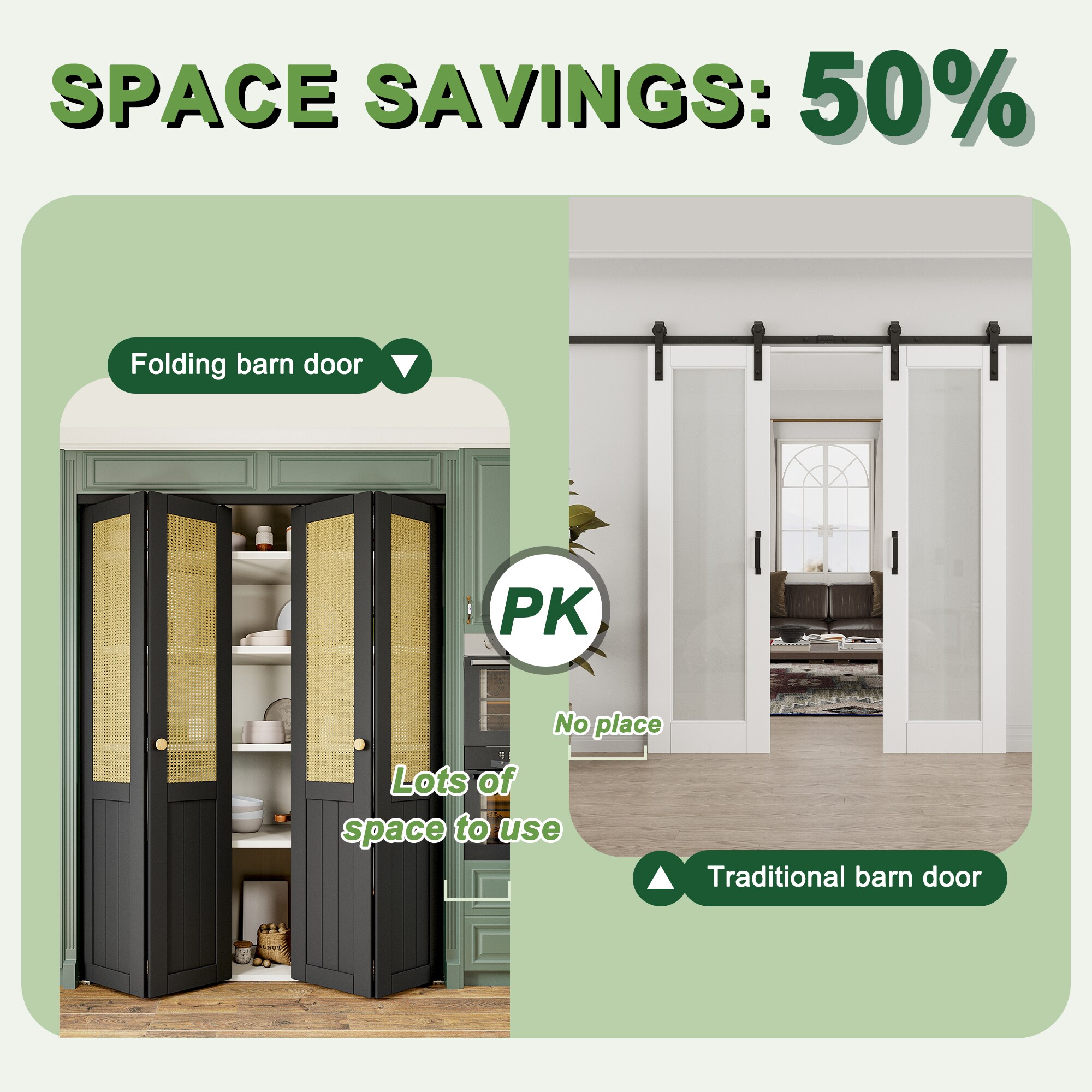 JUJUBON ZDTB-HL-BL-72 Bifold-Sliding-Closet-Doors - View #4