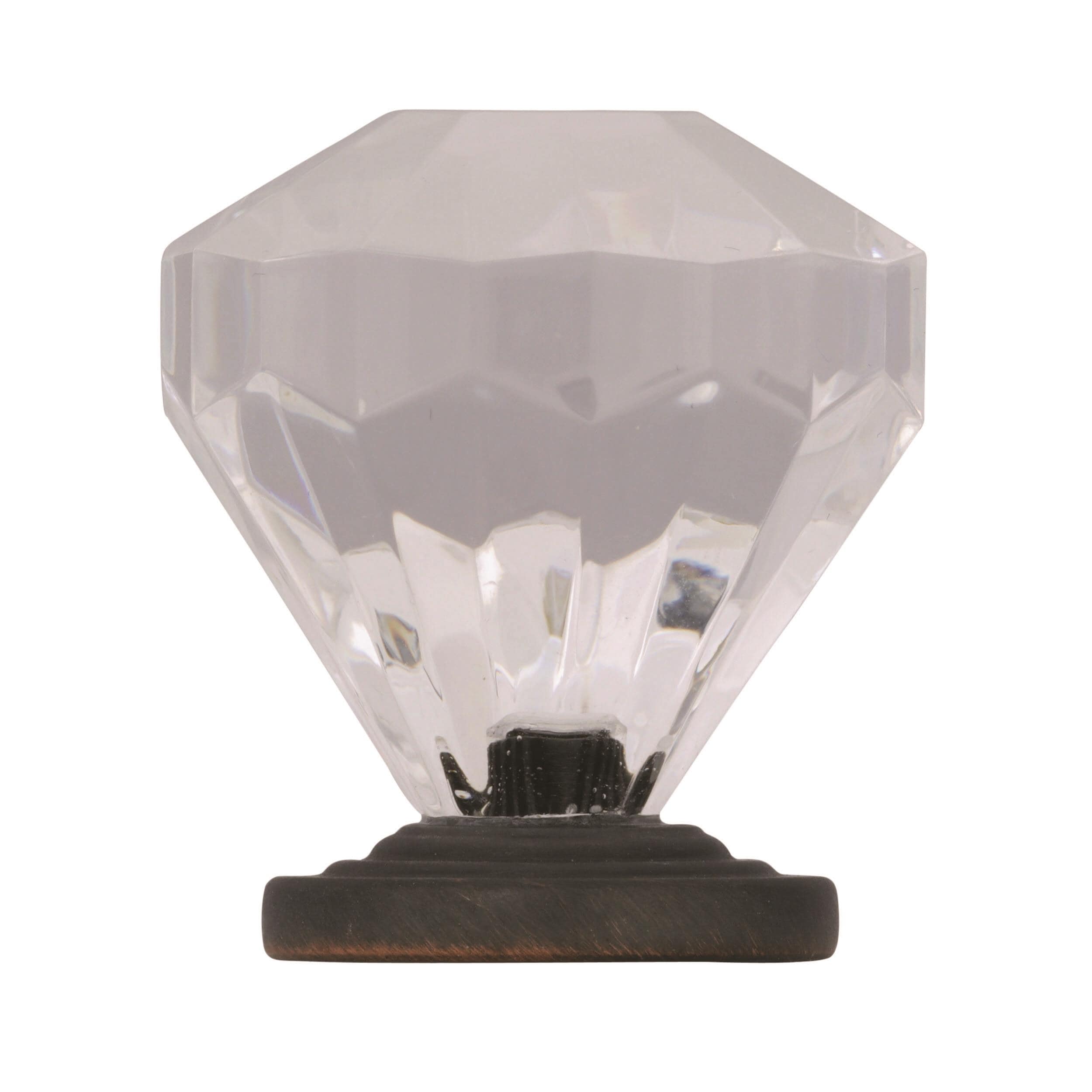 Round Clear Crystal and Oil-Rubbed Bronze Cabinet Knob