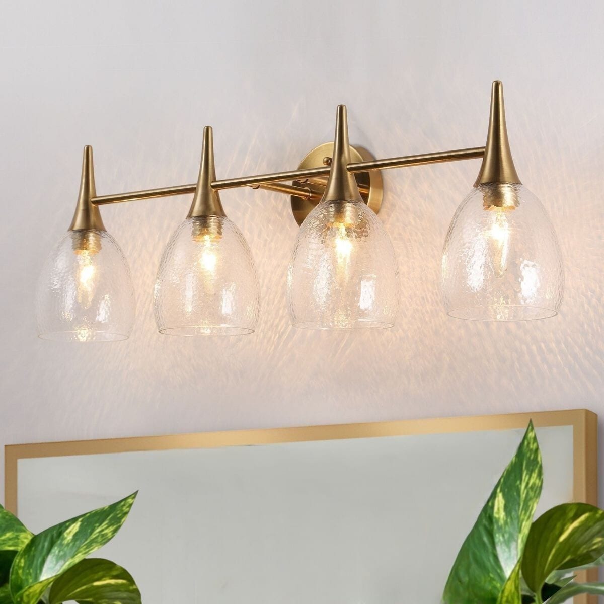 LNC L2A3ERR74W438C Cymerlarity 28.5-in 4 -Light Polished Brass Modern/contemporary Vanity light