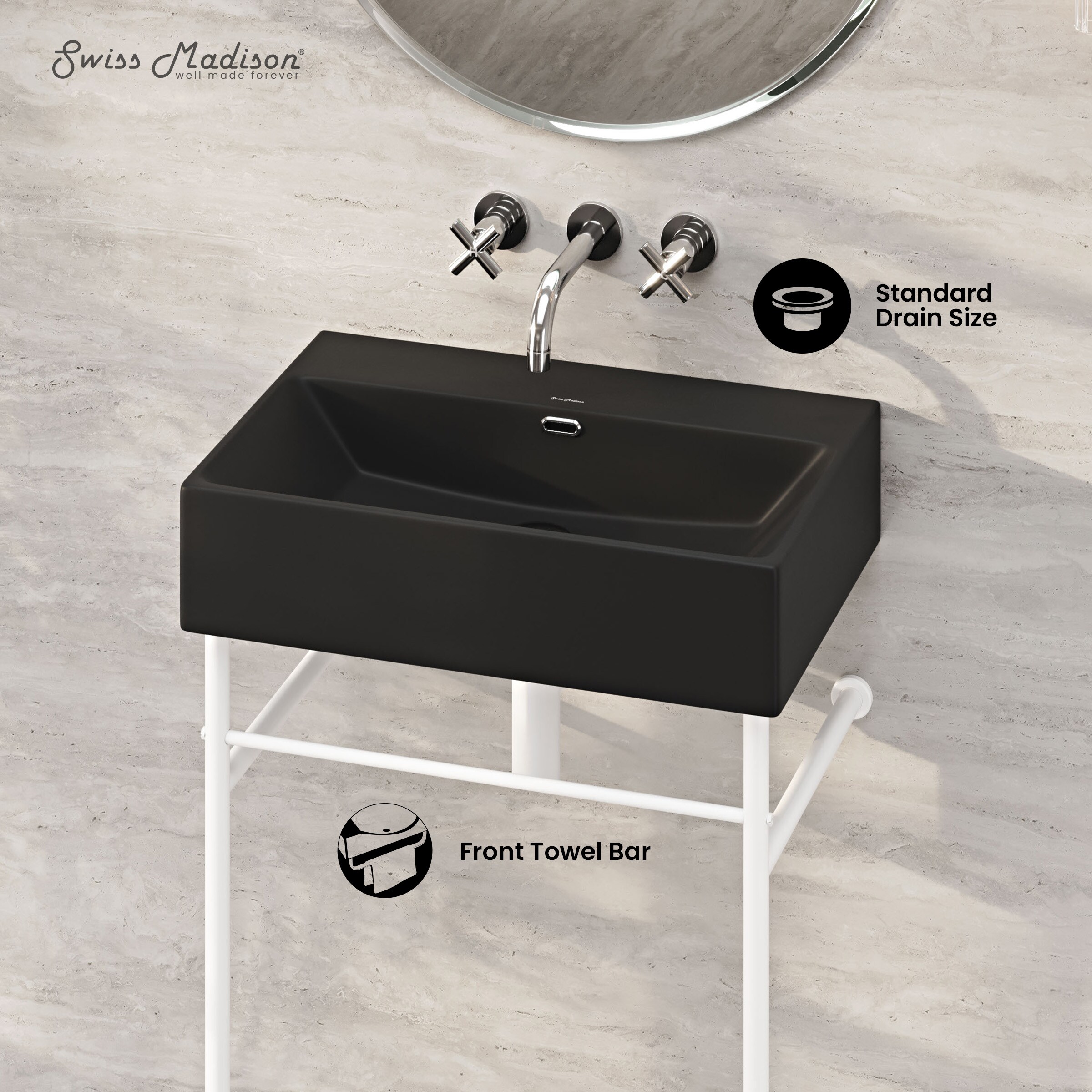 Swiss Madison SM-25-CSREI01MW-0MB Console-Sinks - View #3