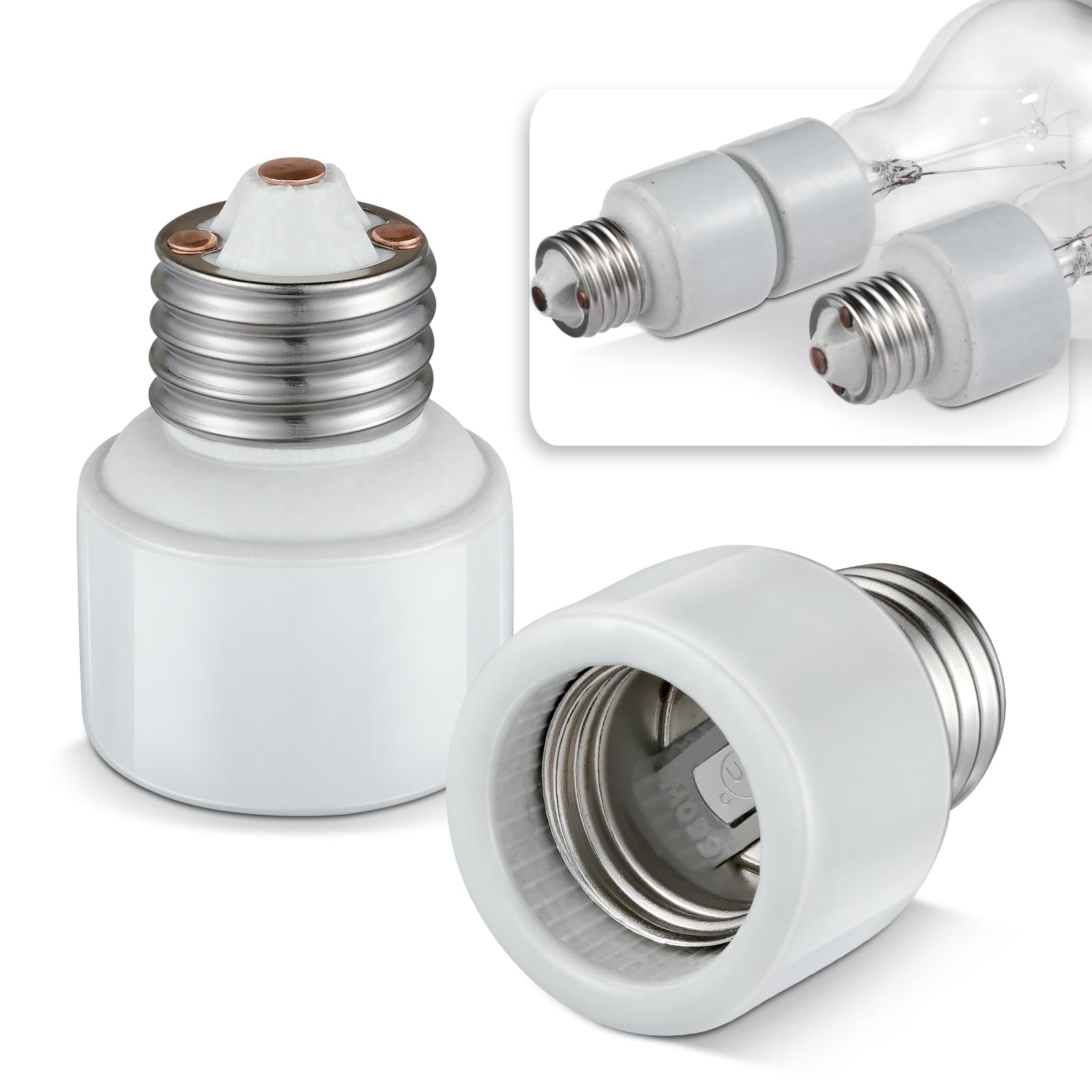 AOIZGMY  Porcelain Light Socket Extender E26 Medium Screw Base Adapter for Recessed Light Fixtures and Flood Lamps durable