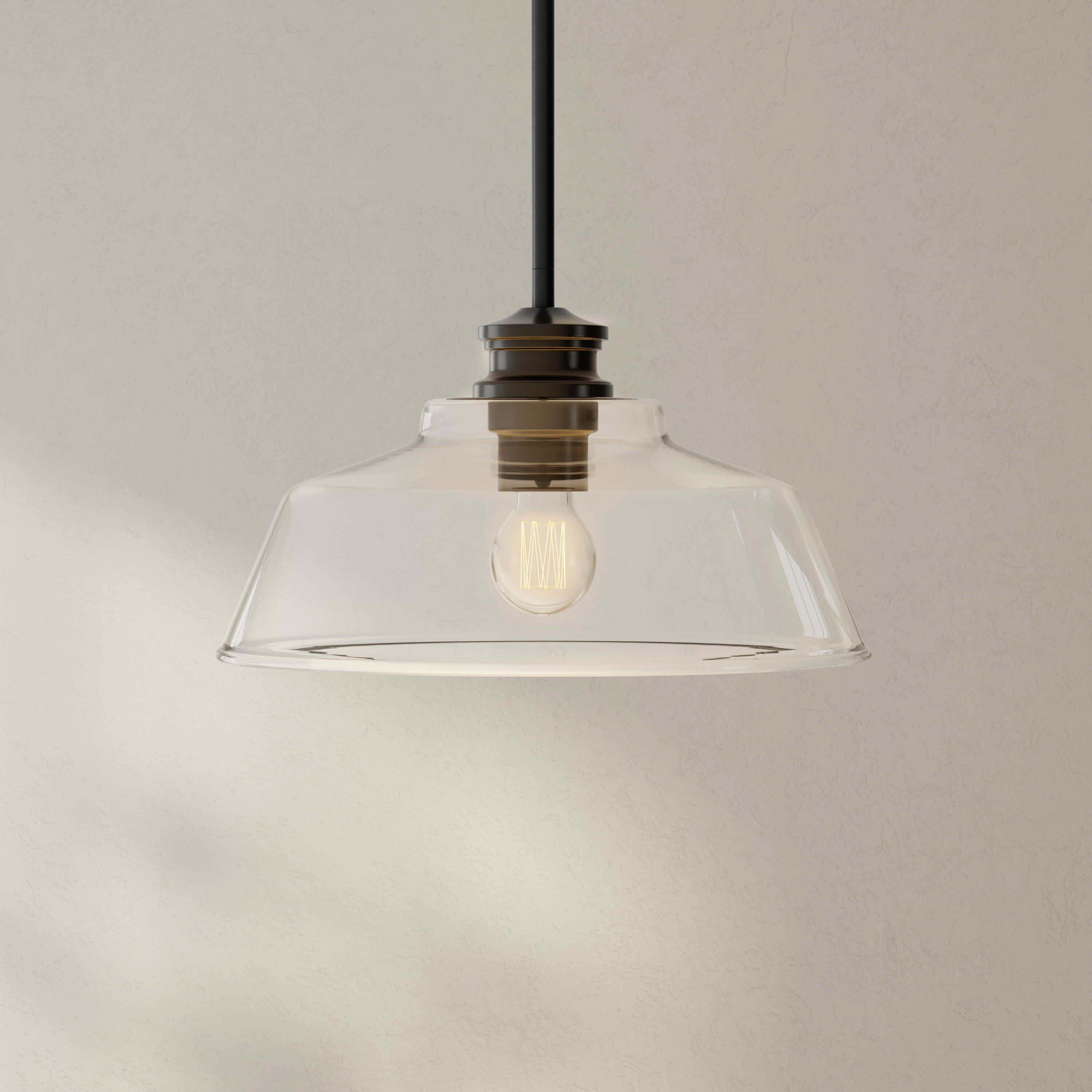 Matte Black Glass Dome Pendant Light with Nickel Accents