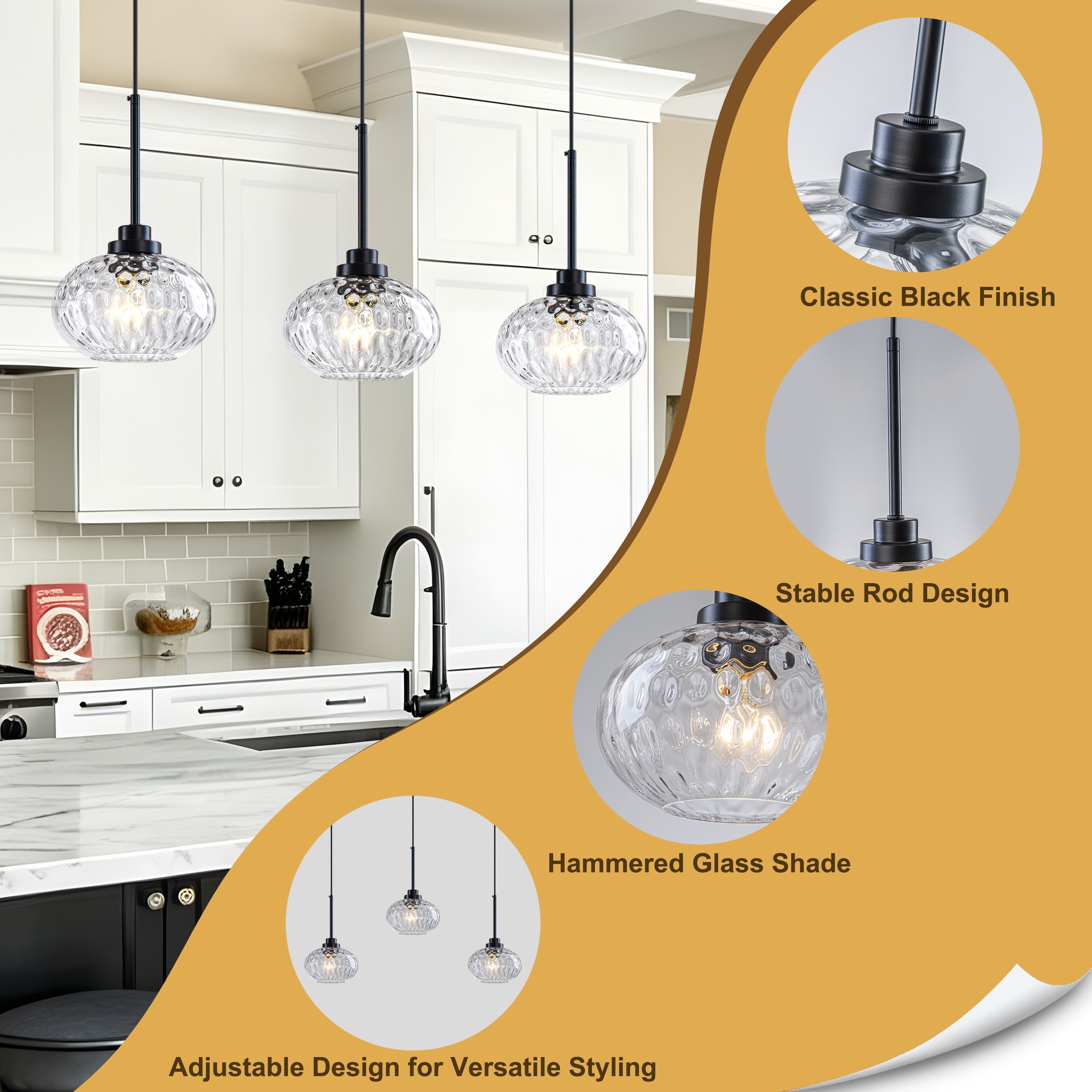 GoYeel Ripple 3 -Light Black Modern/contemporary Textured glass Linear ...