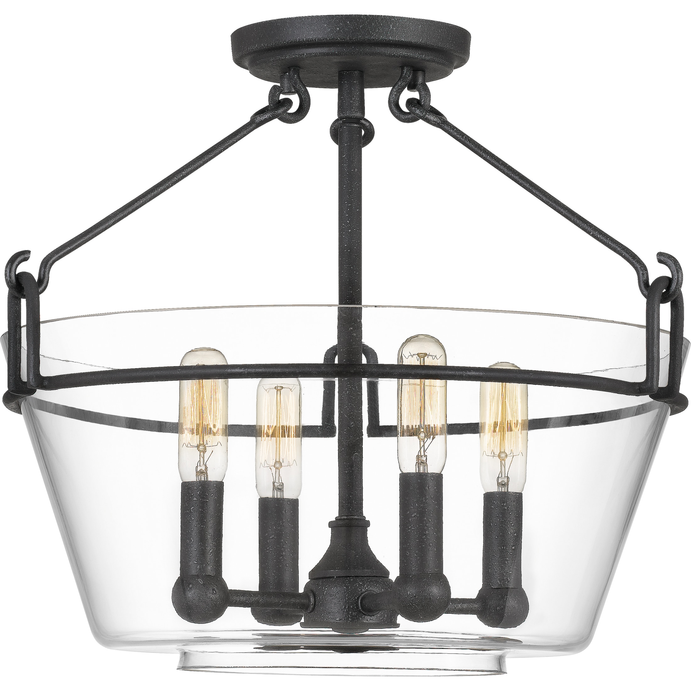 Quoizel WEL1717GK Wells 4-Light 16.5-in Grey Ash Semi-Flush mount light