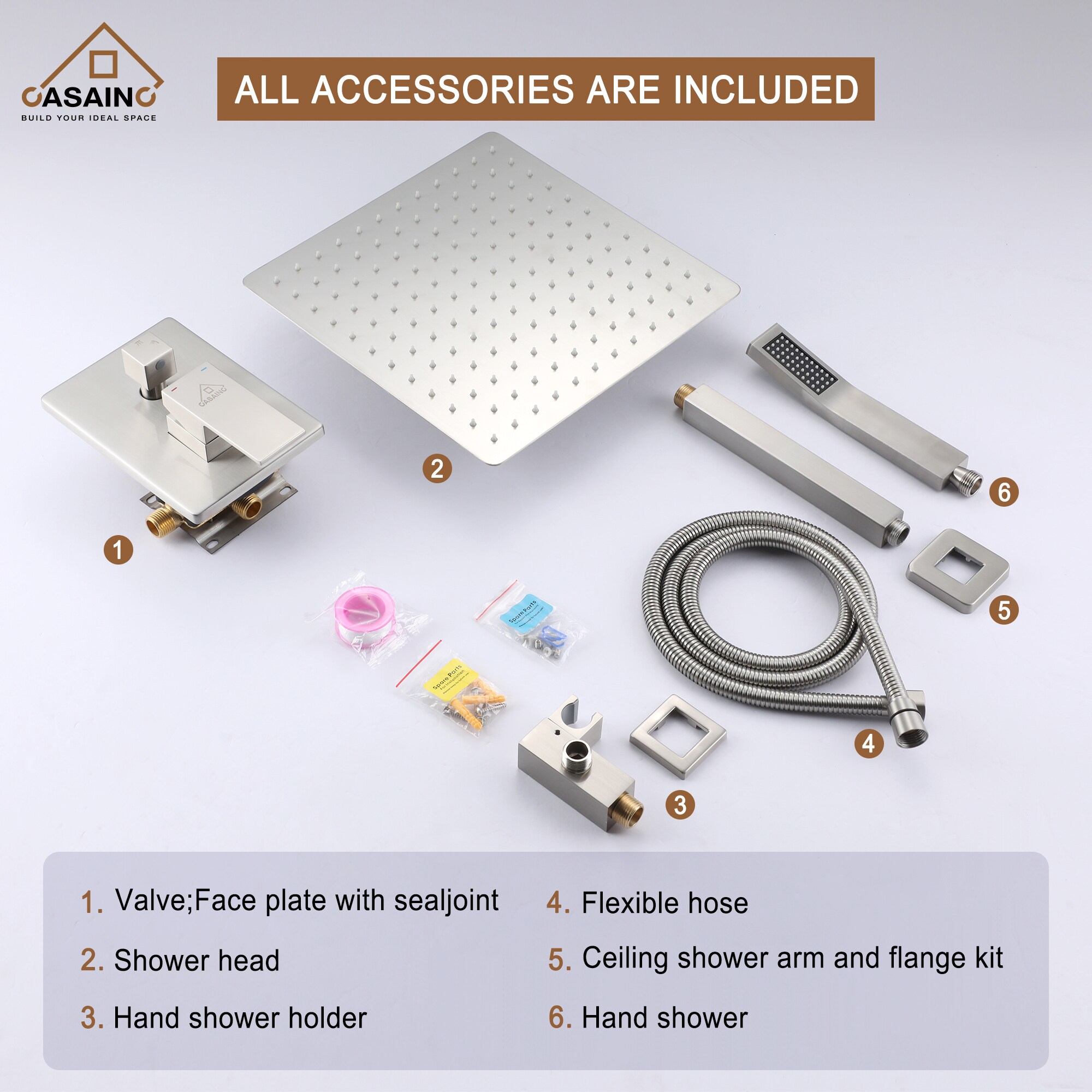 CASAINC CS3602-12MB Showerhead-Bar-Panels - View #9
