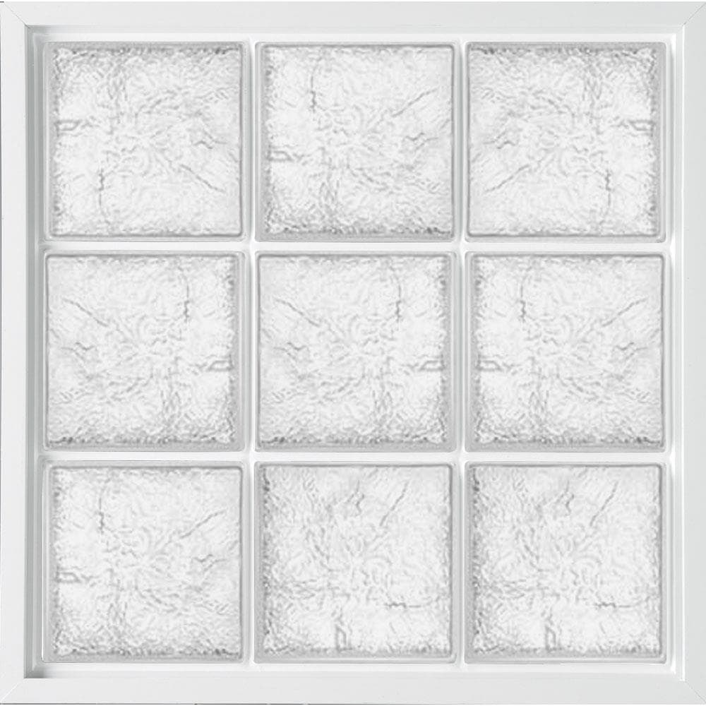 Hy-Lite 7GB3939WHVGB200I Ice 39-in x 39-in Vinyl New construction Glass Block Window