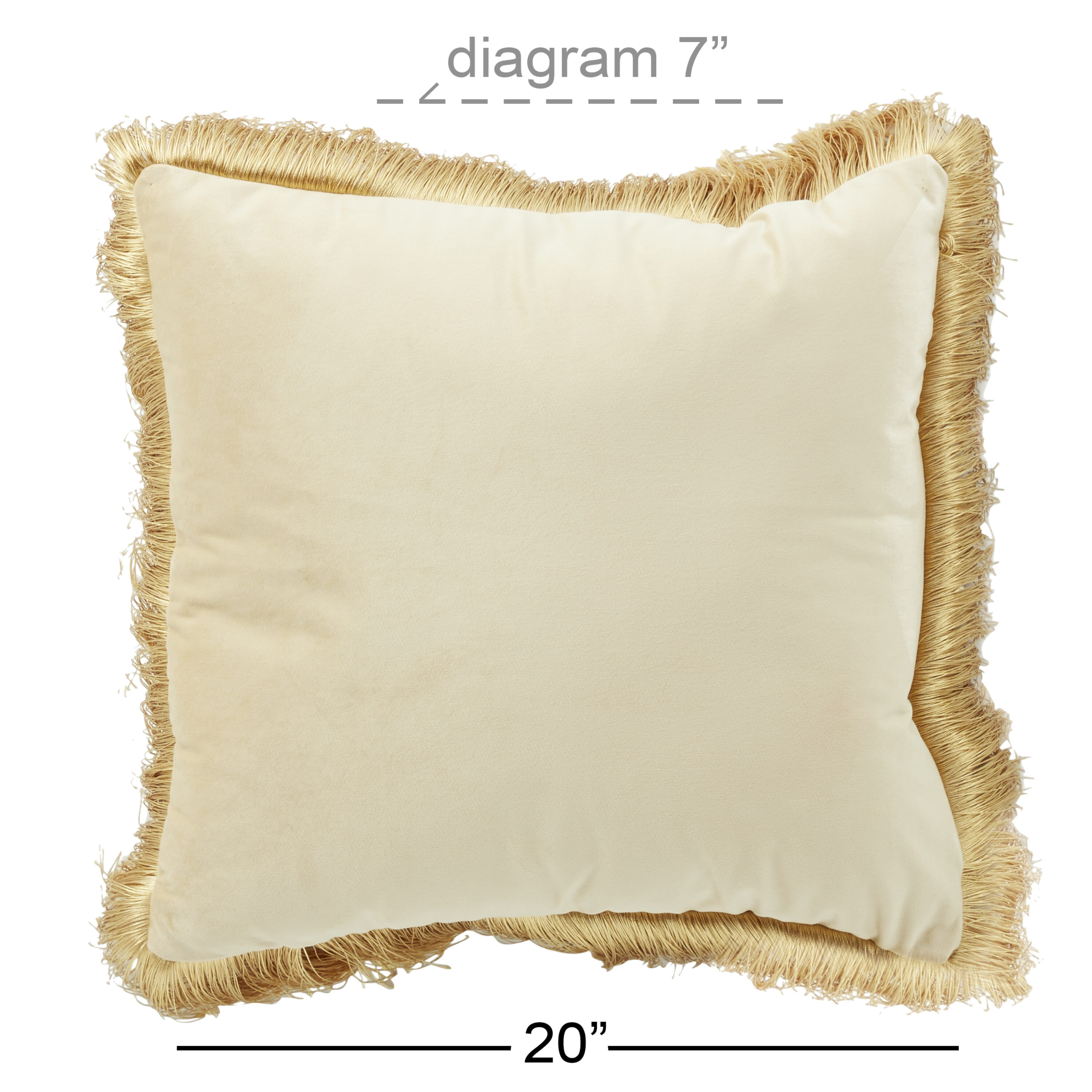 Cream Fringe Textured 18 in. x 18 in. Square Decorative Throw Pillow
