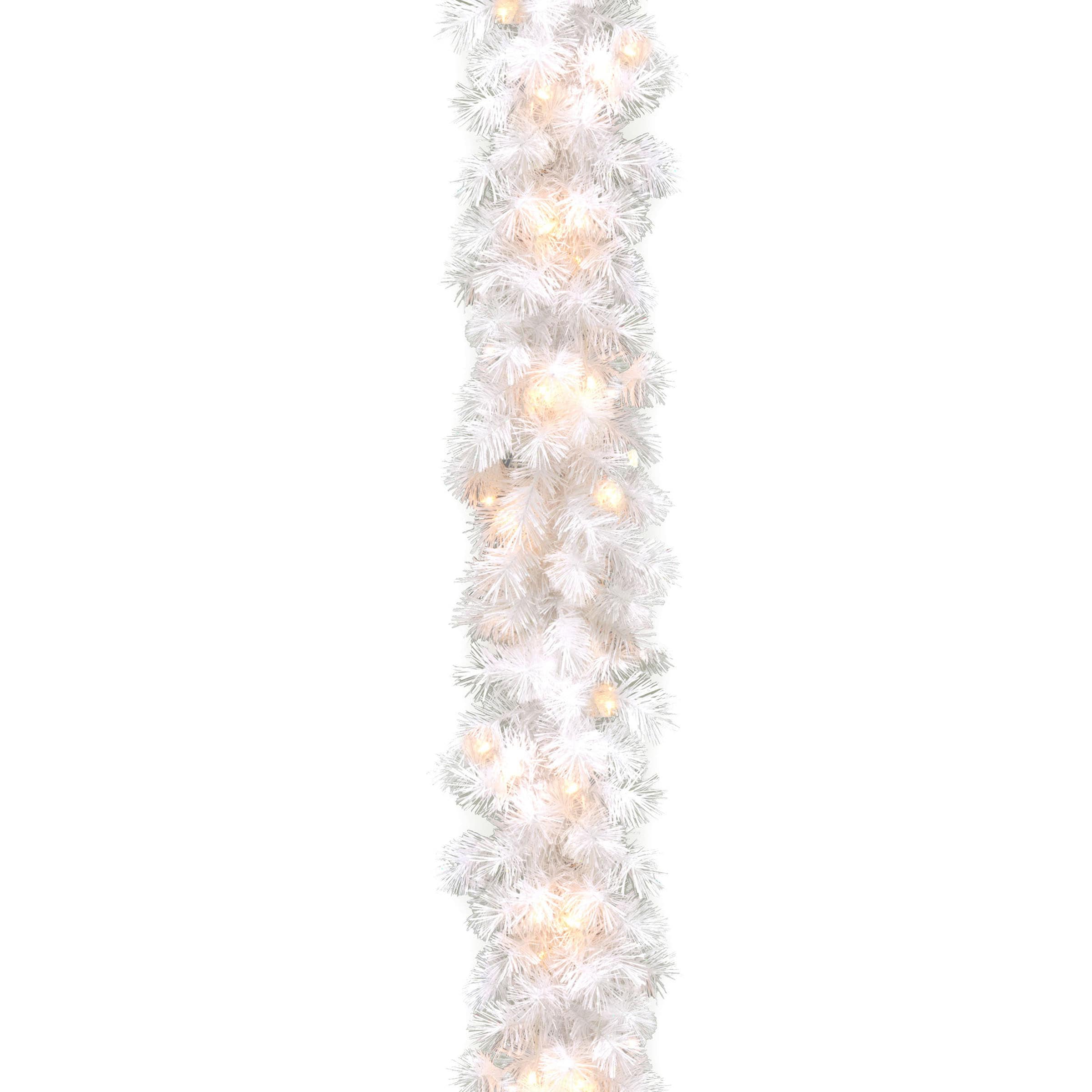 National Tree Company WOGW1-300-9A-1 Outdoor Pre-lit Electrical outlet 9.0-Feet Snow White Artificial Garland with White Incandescent Lights