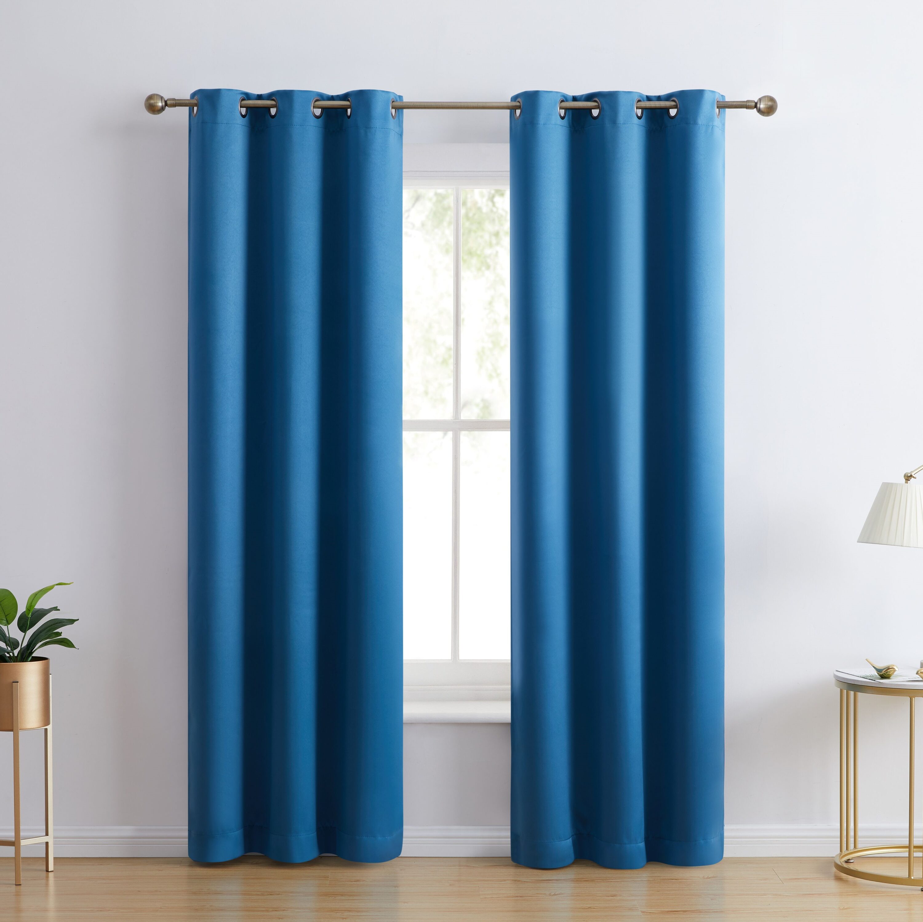 HLC.me LARNC-TEAL42X54 Laurence Complete Blackout Grommet Window Curtain Panels Total Privacy - Set of 2