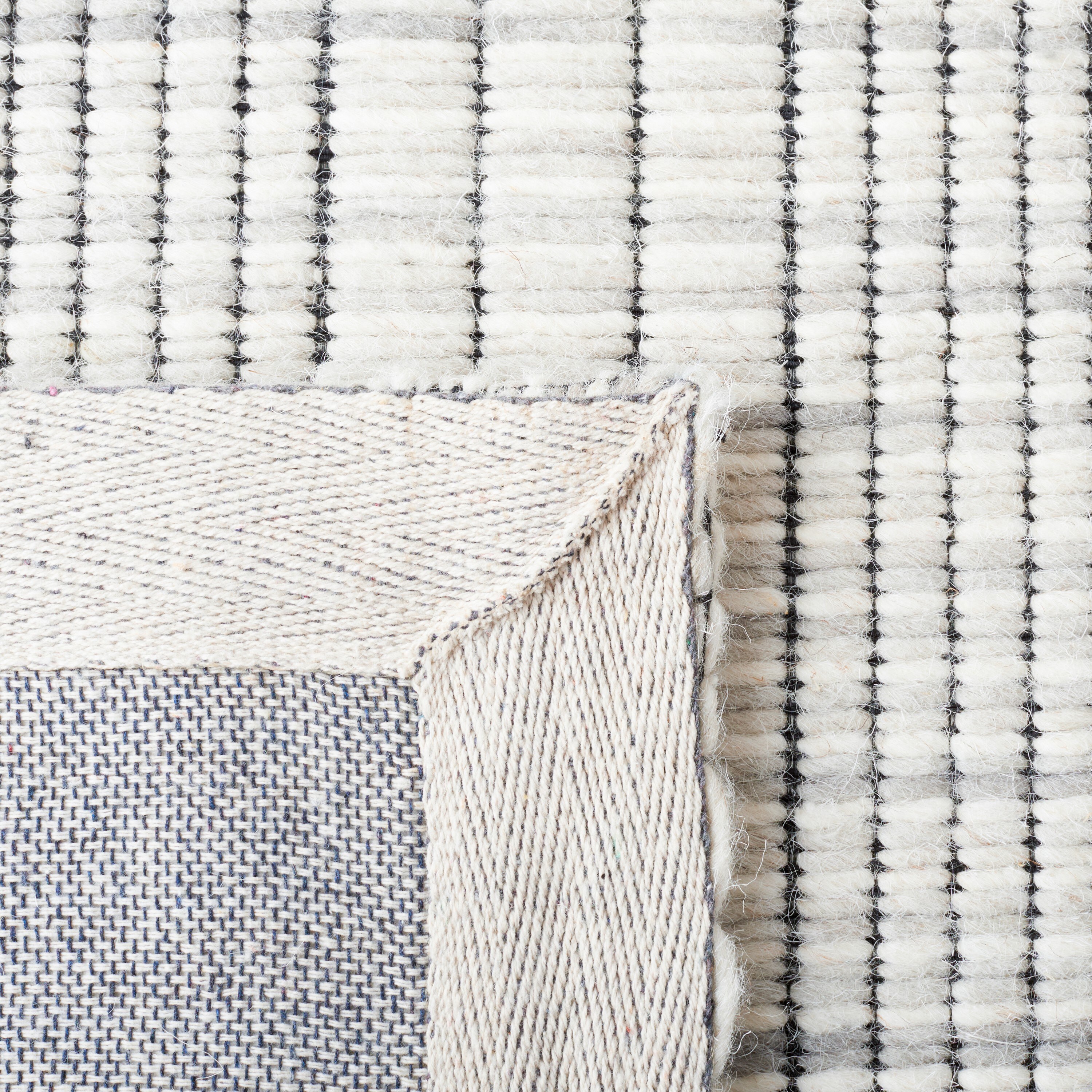 Gray and Beige Wool Stripe Flat Woven 8' x 10' Rug