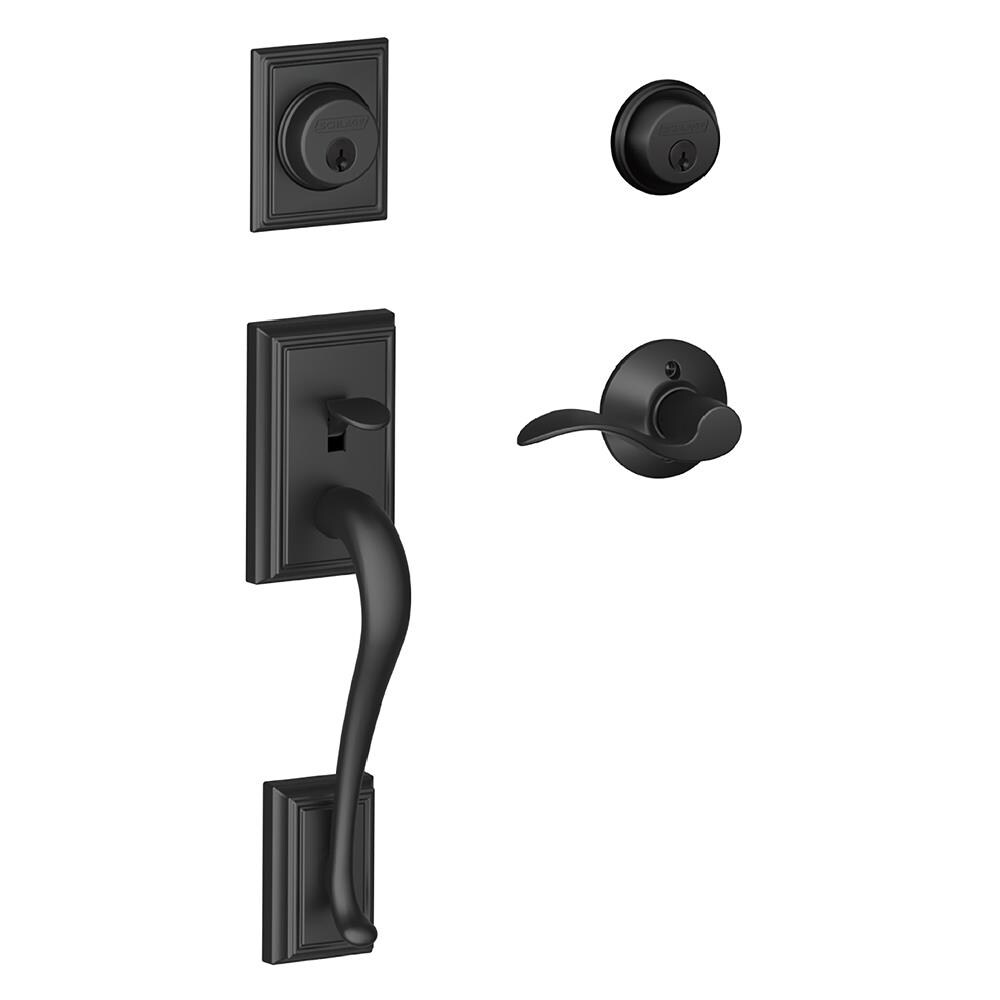 Schlage F62 ADD ACC RH 622 F Addison x Accent Lever Matte Black Double-Cylinder Deadbolt Keyed Entry Door Handleset Accent
