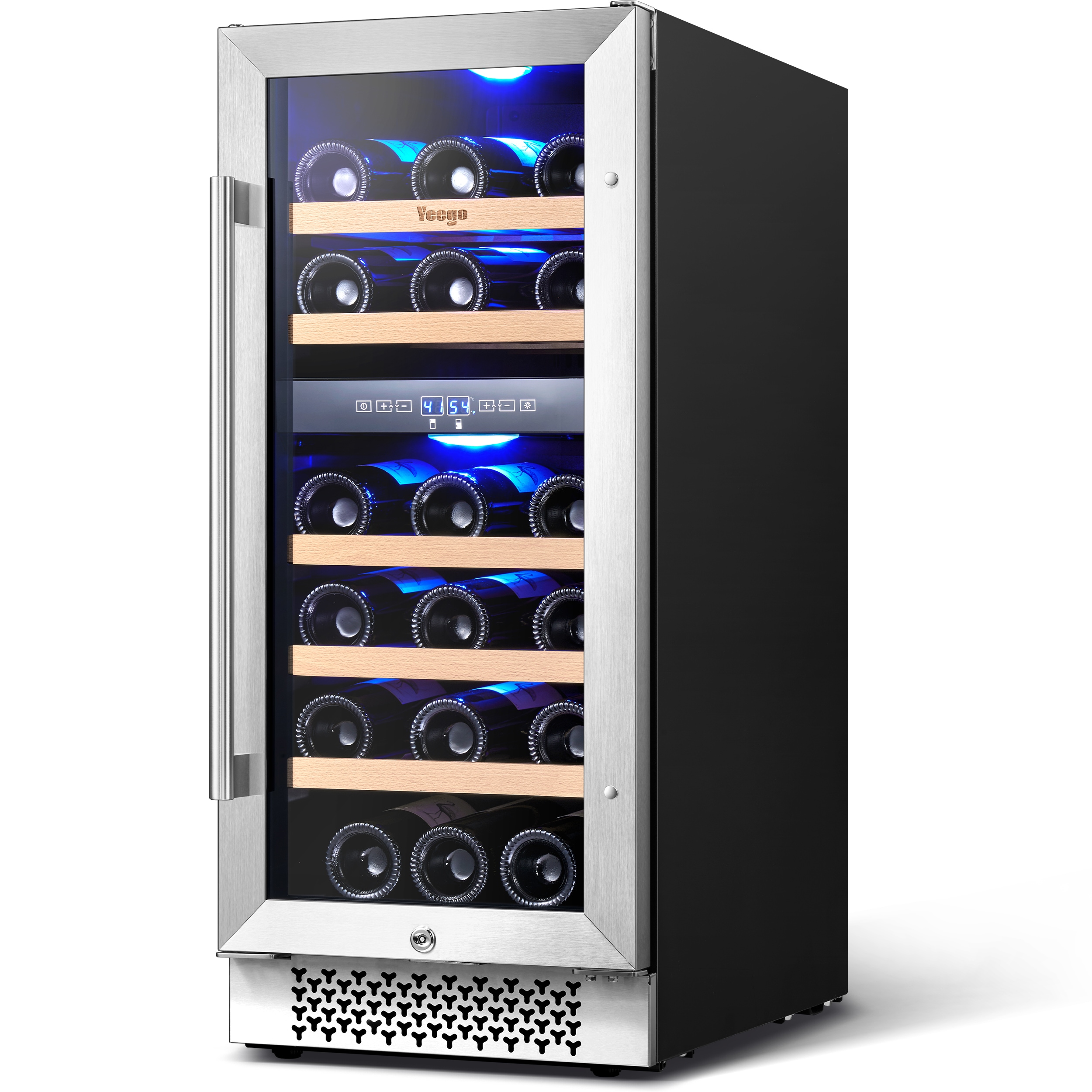 Yeego 15-in W 28-Bottle Capacity Stainless Steel Dual Zone Cooling Built-In  /freestanding Wine Cooler in the Wine Coolers department at