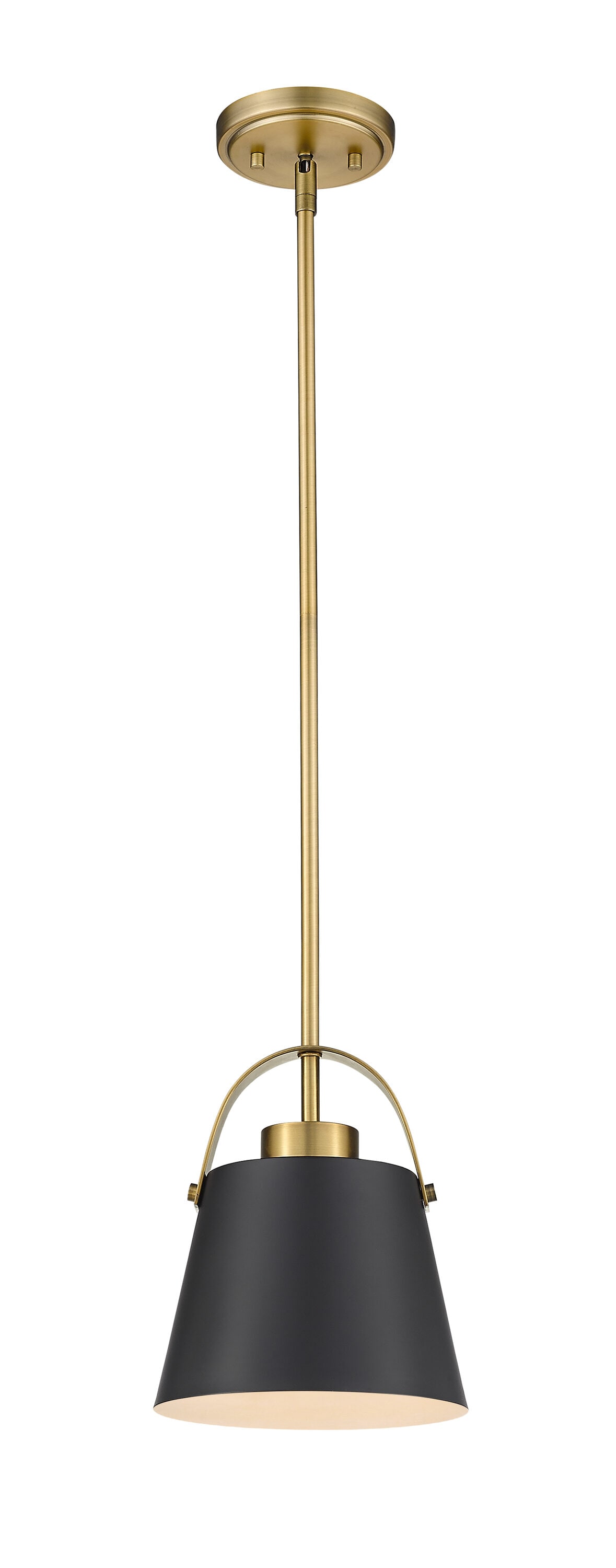 Contemporary Matte Black & Heritage Brass Mini Pendant Light