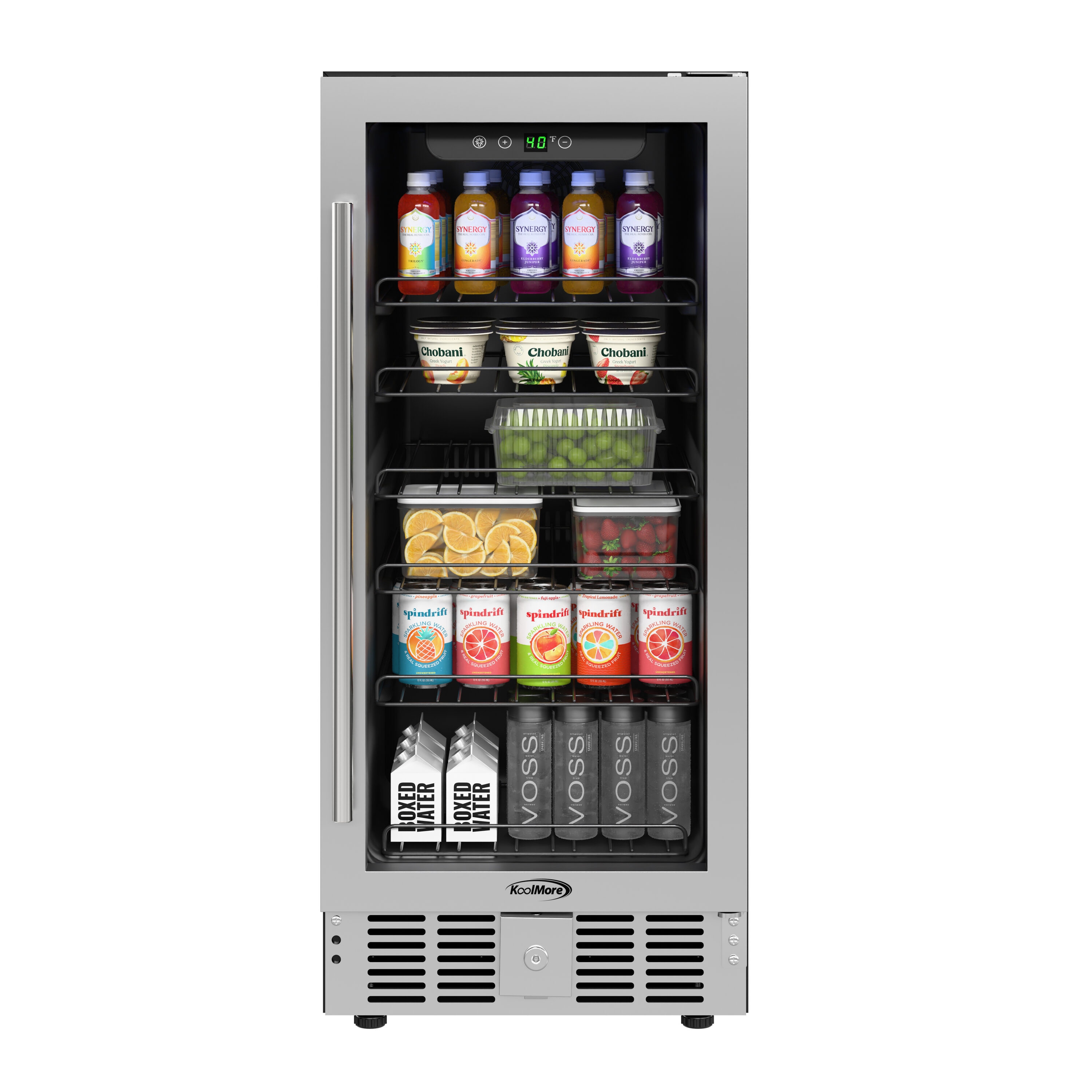 KoolMore LOW-KM-BIR3C-GD 15-in W 48 -Can Capacity Stainless Steel Built-in Indoor Beverage Refrigerator with Glass Door