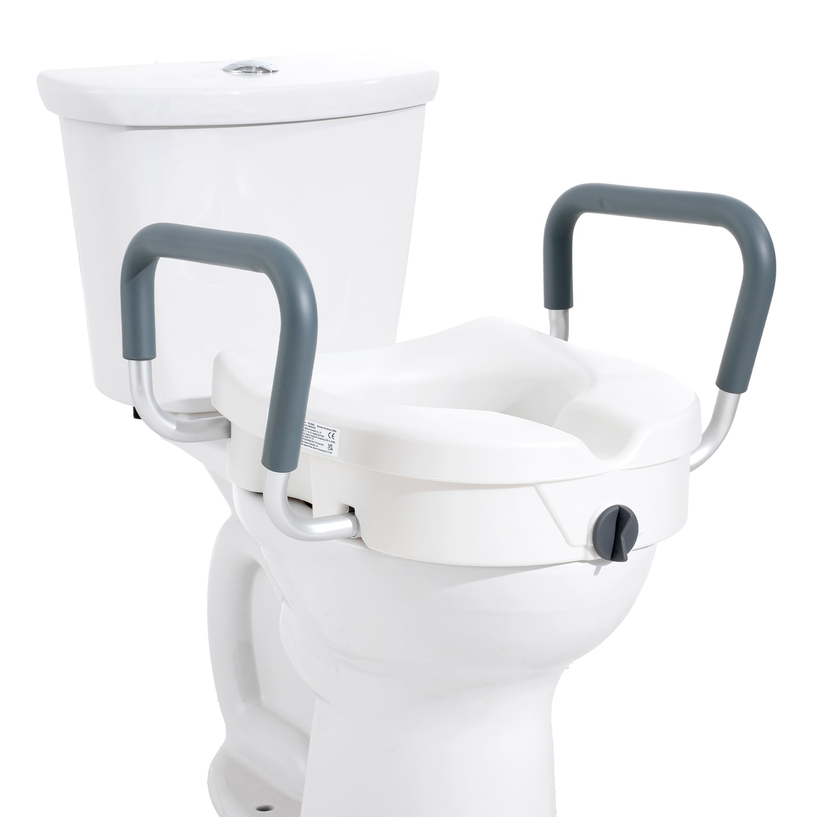 VEVOR SCXNSDSJGMTZ03605V0 Raised Toilet Seat  5in Height Raised  350 lbs Weight Capacity  for Round and Elongated Toilet  Twist Lock Installation 19.1in - 21.7in Adjustable Width  for Elderly  Handicap  Patient  Pregnant  M