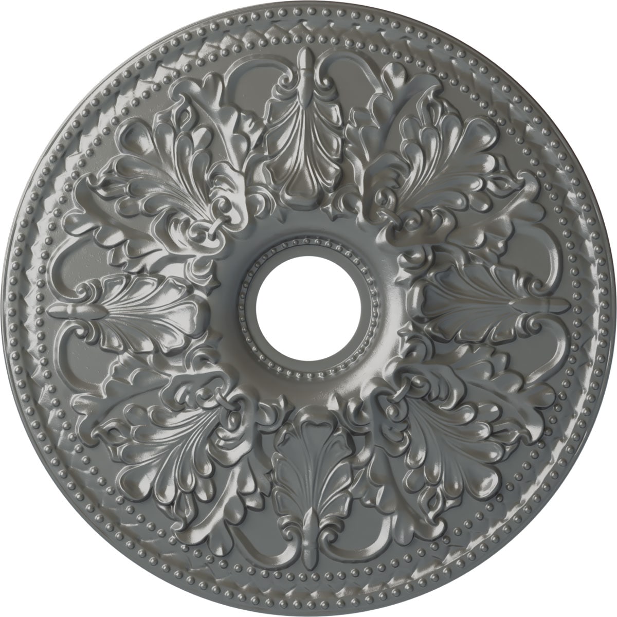 Ekena Millwork CM23ASSLS Ashley 23.875-in W x 23.875-in L Painted Silver Polyurethane Whole Ceiling Medallion