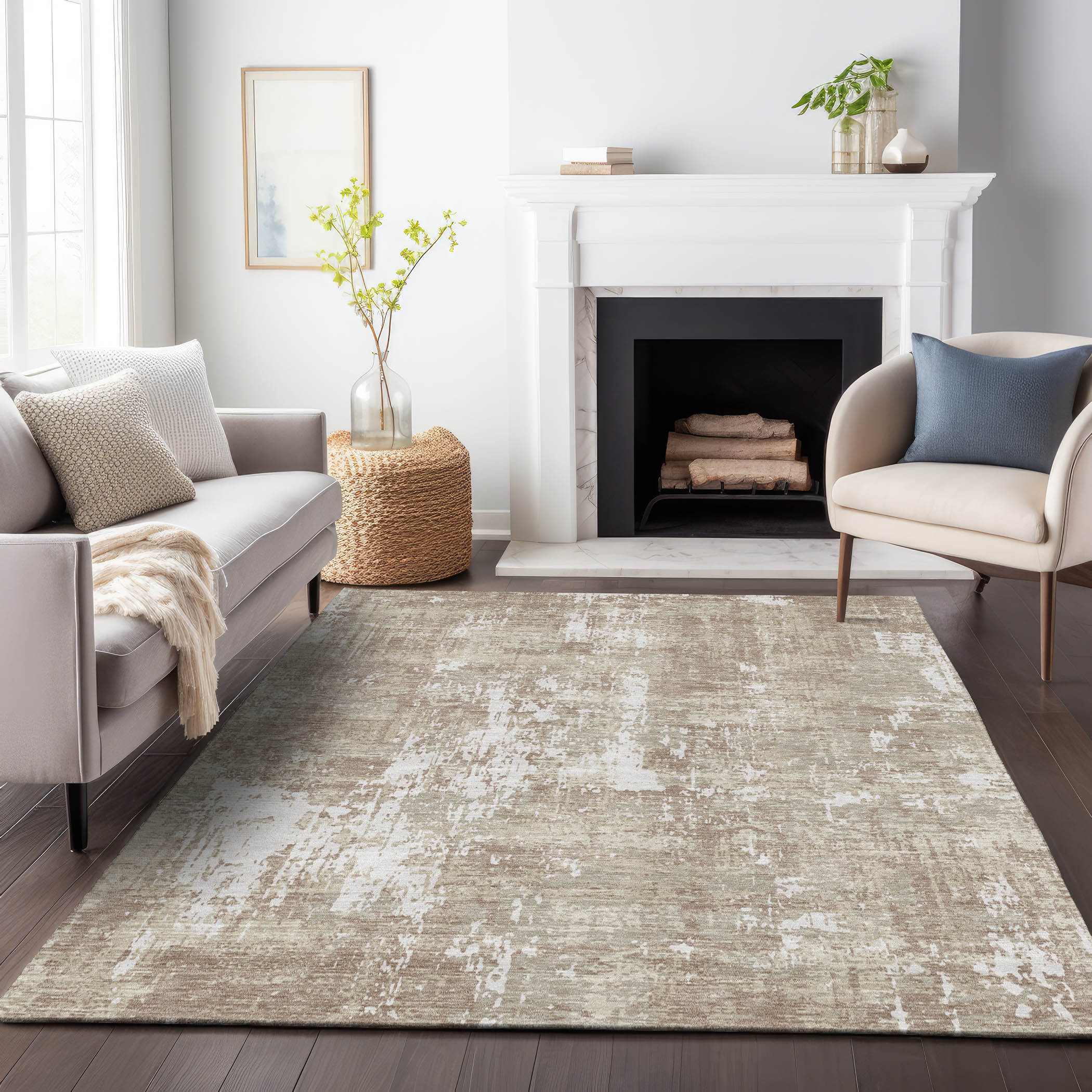 Addison Rugs ACN1008TP30X46 Chantille ACN1008TP 2 x 3 (ft) Polyester Taupe Rectangular Indoor/Outdoor Geometric Machine washable Area rug