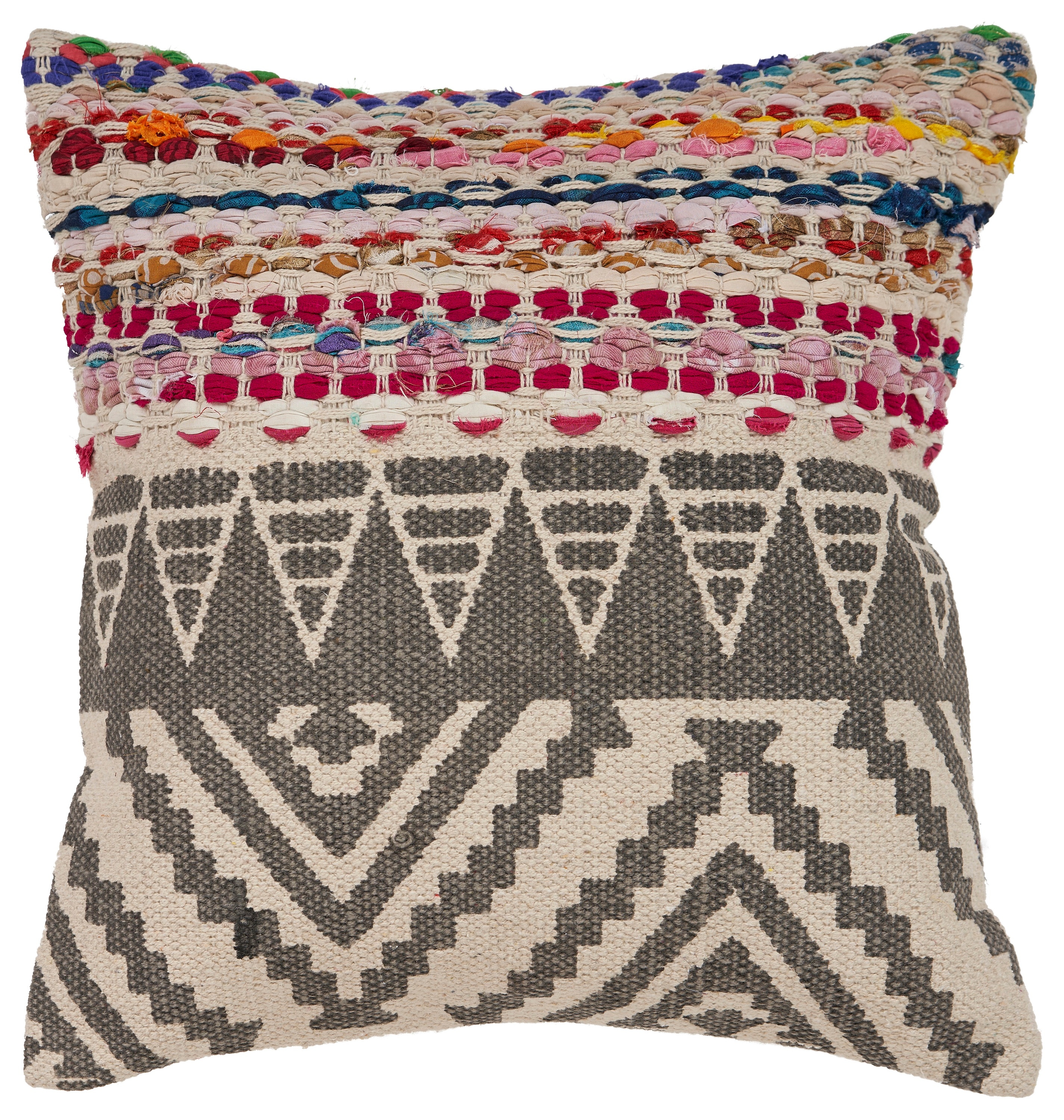Bohemian Multicolor Cotton Blend Square Throw Pillows, Set of 2