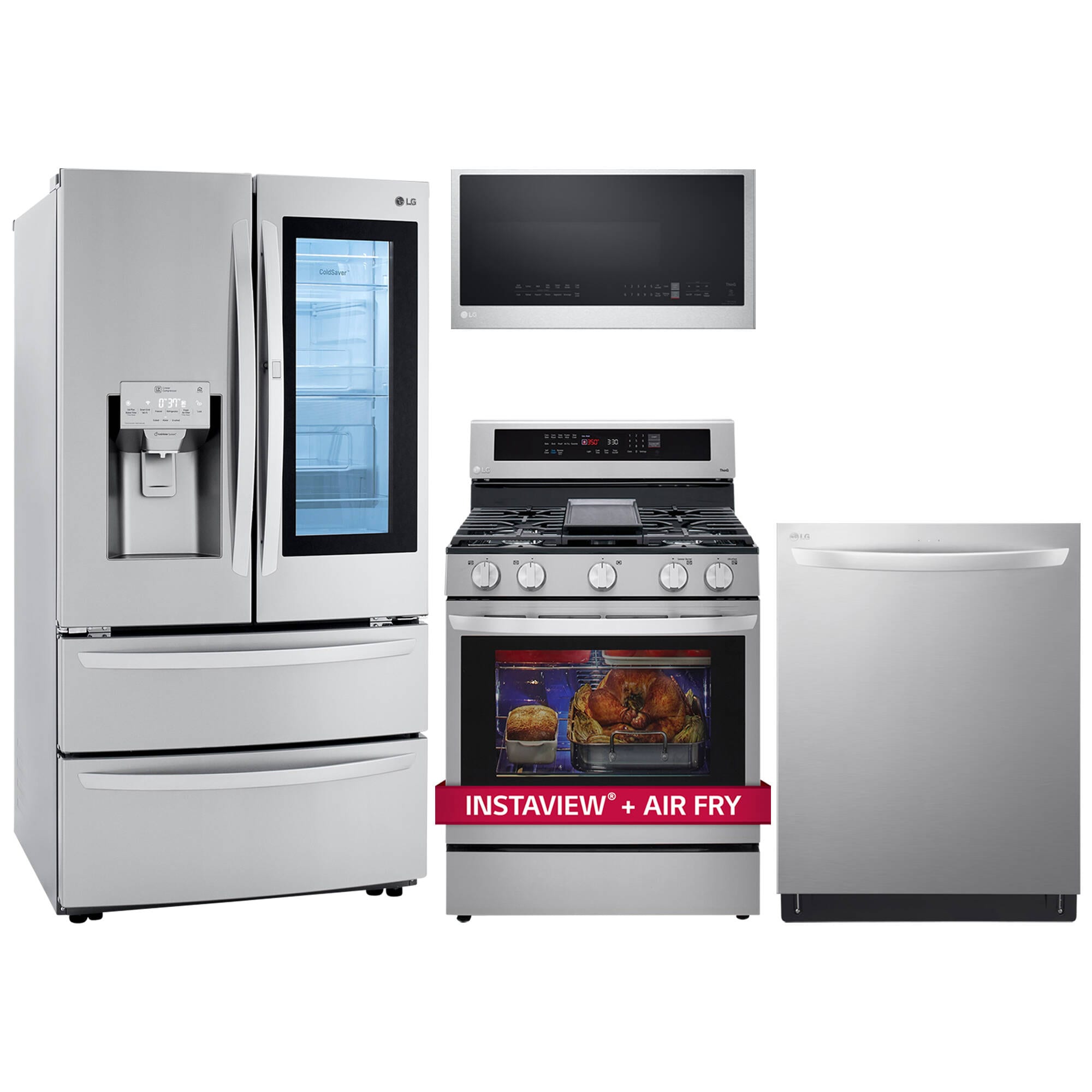 LRGL5825F LG 30 5.8 cu.ft. Wifi Enabled Gas Range with InstaView Window  and AirFry - PrintProof